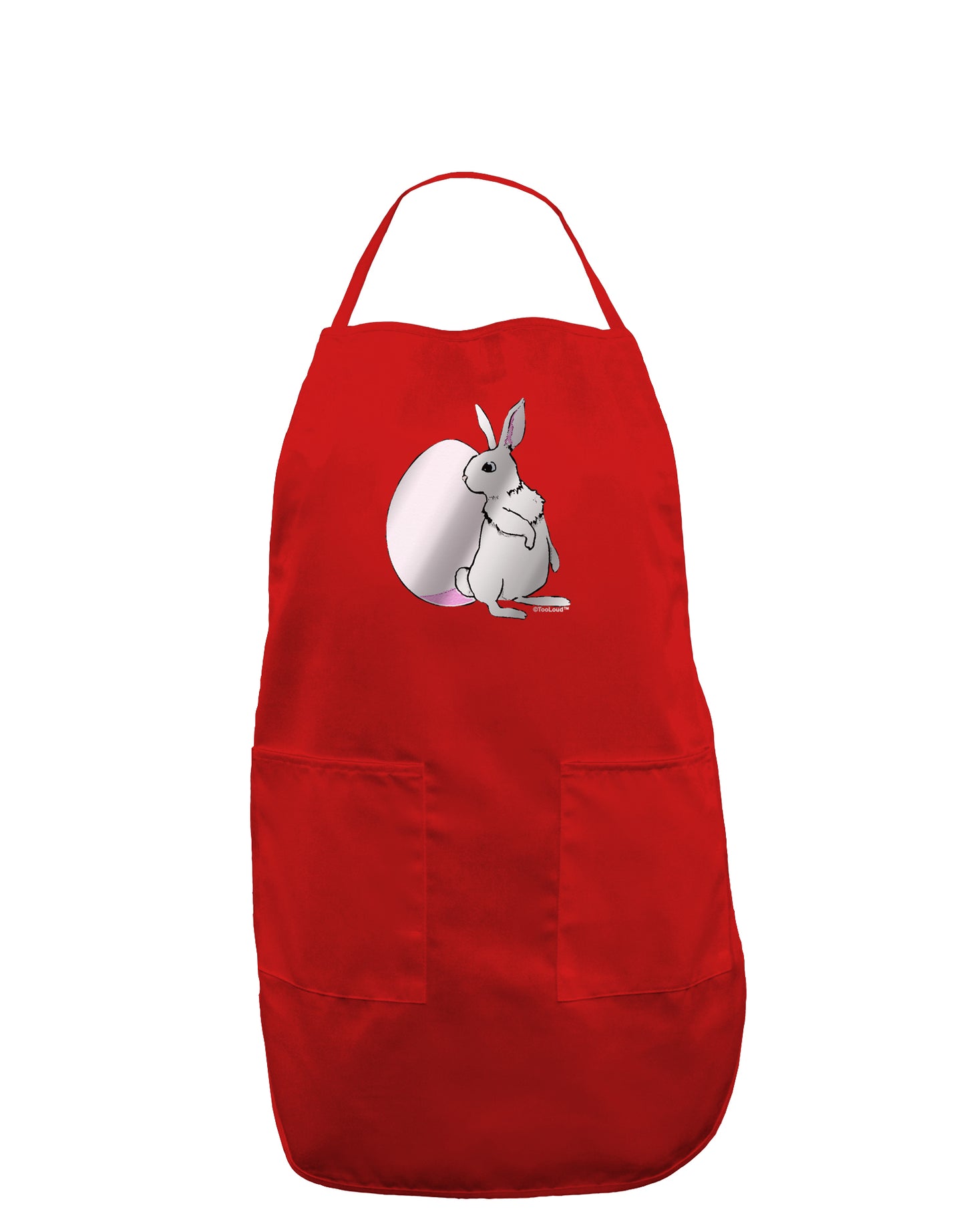 Easter Bunny and Egg Metallic - Silver Dark Adult Apron by TooLoud-Bib Apron-TooLoud-Red-One-Size-Davson Sales