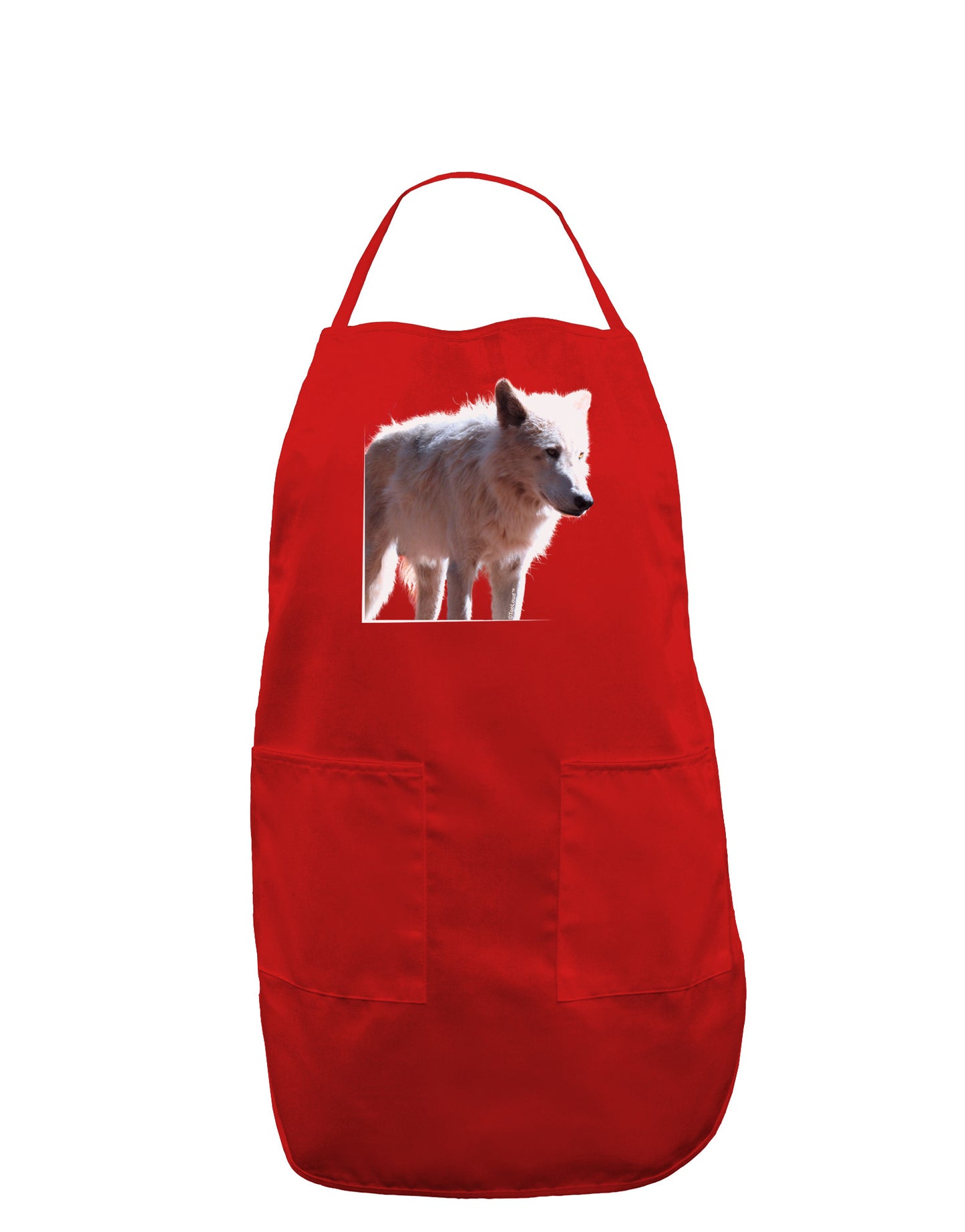 Magnificent Full White Wolf Dark Adult Apron-Bib Apron-TooLoud-Red-One-Size-Davson Sales