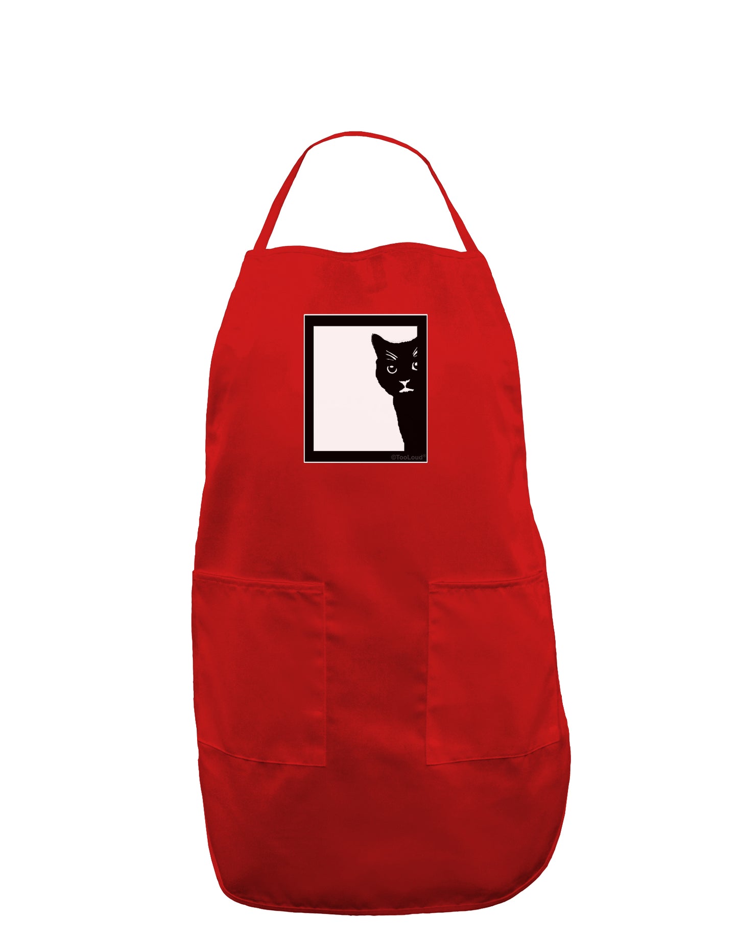 Cat Peeking Dark Adult Apron by TooLoud-Bib Apron-TooLoud-Red-One-Size-Davson Sales