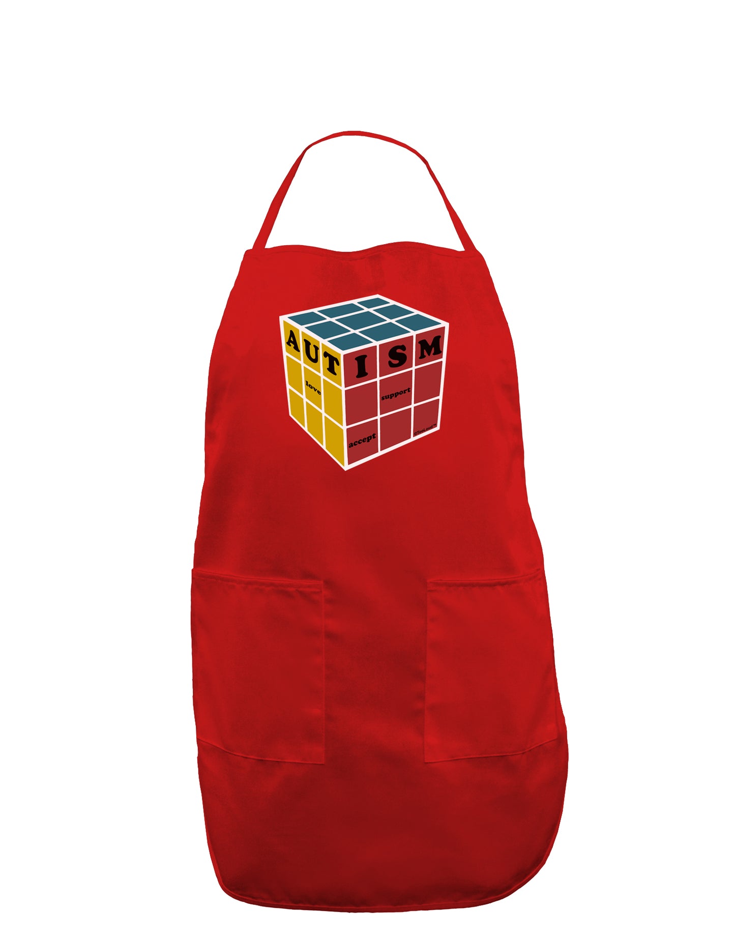 Autism Awareness - Cube Color Dark Adult Apron-Bib Apron-TooLoud-Red-One-Size-Davson Sales