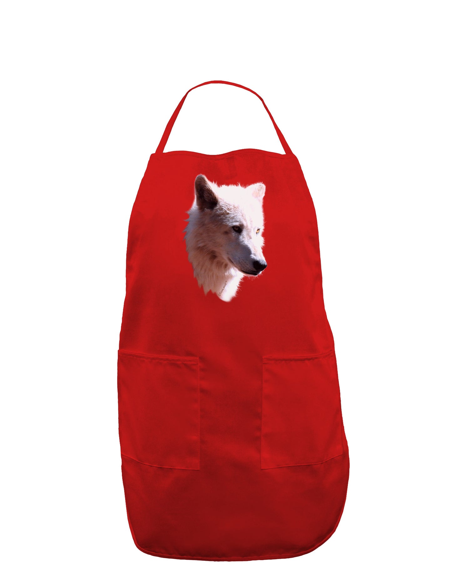 Magnificent White Wolf Head Dark Adult Apron-Bib Apron-TooLoud-Red-One-Size-Davson Sales
