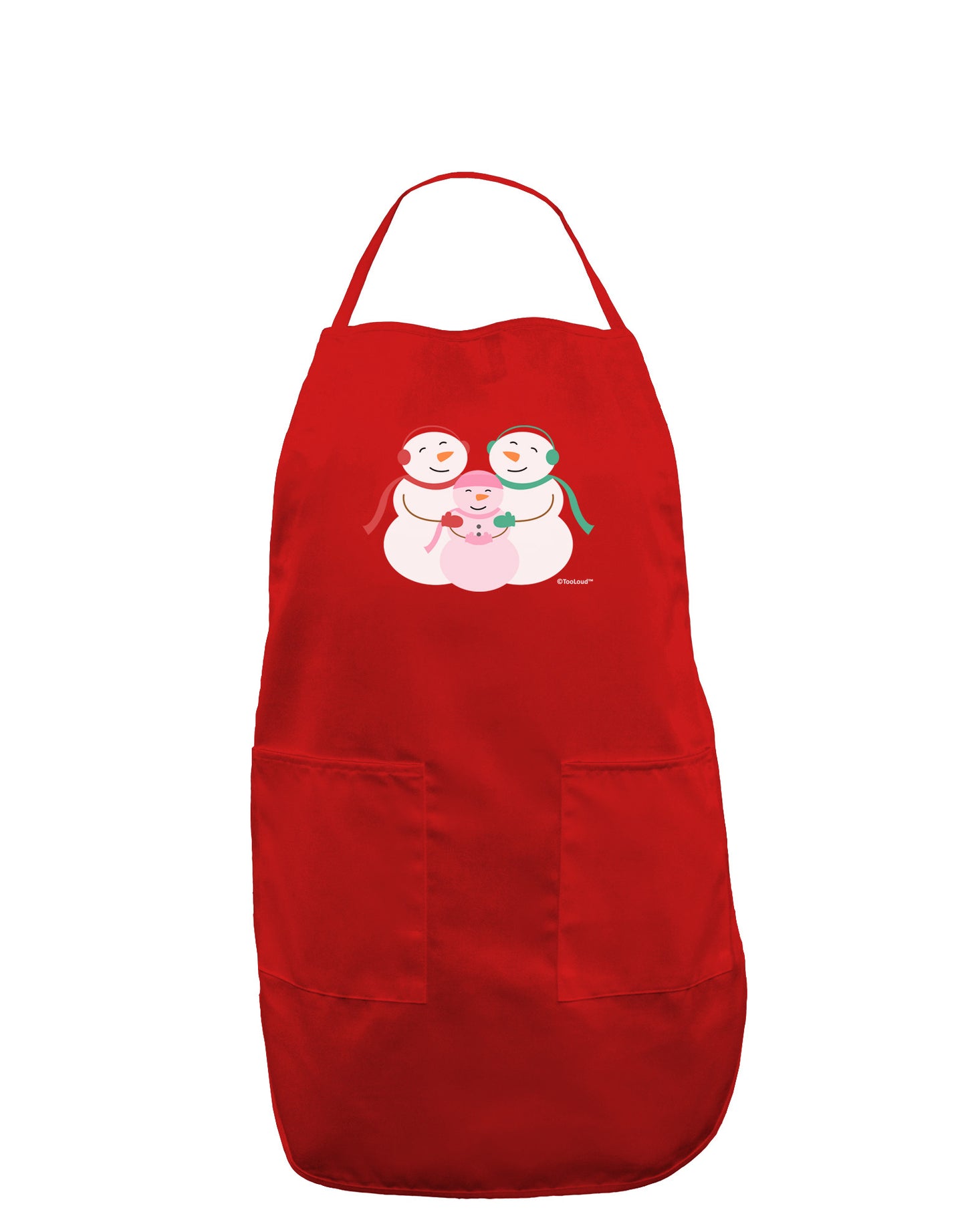 Cute Snowman Family with Girl Dark Adult Apron by TooLoud-Bib Apron-TooLoud-Red-One-Size-Davson Sales