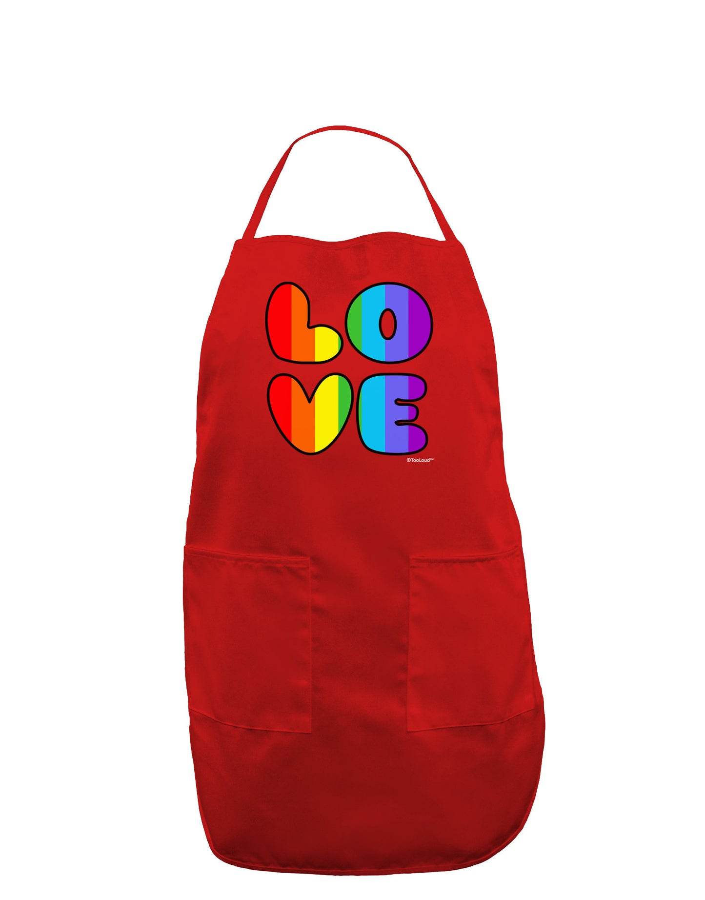Rainbow LOVE Text Dark Adult Apron by TooLoud-Bib Apron-TooLoud-Red-One-Size-Davson Sales