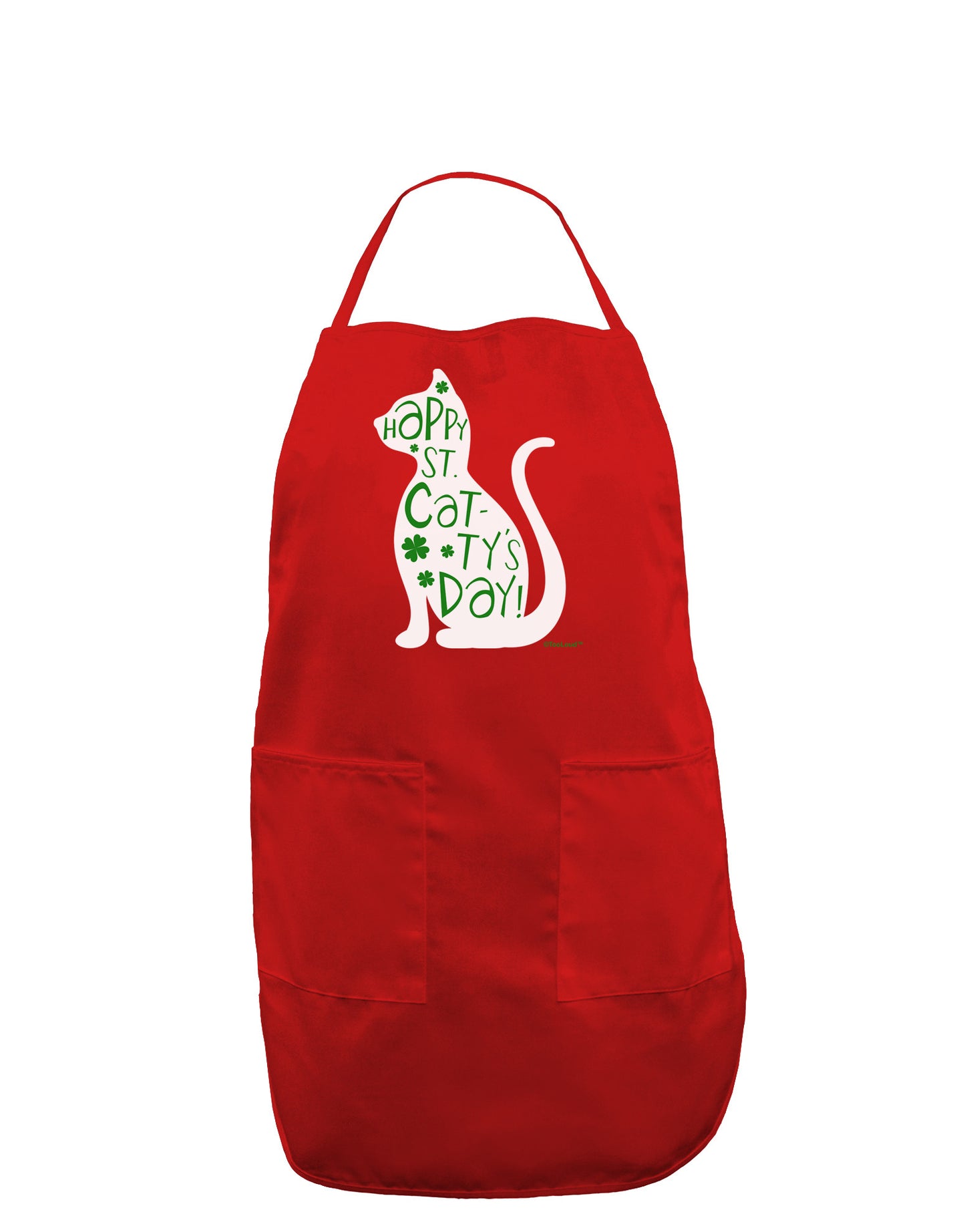 Happy St. Catty's Day - St. Patrick's Day Cat Dark Adult Apron by TooLoud-Bib Apron-TooLoud-Red-One-Size-Davson Sales