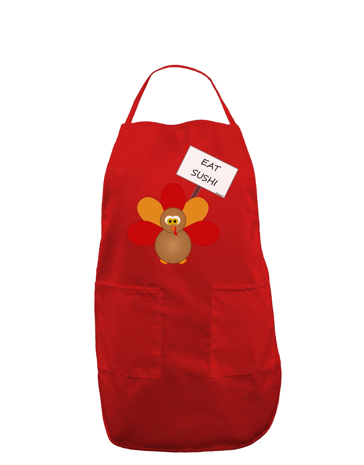 Eat Sushi Thanksgiving Turkey Dark Adult Apron-Bib Apron-TooLoud-Red-One-Size-Davson Sales