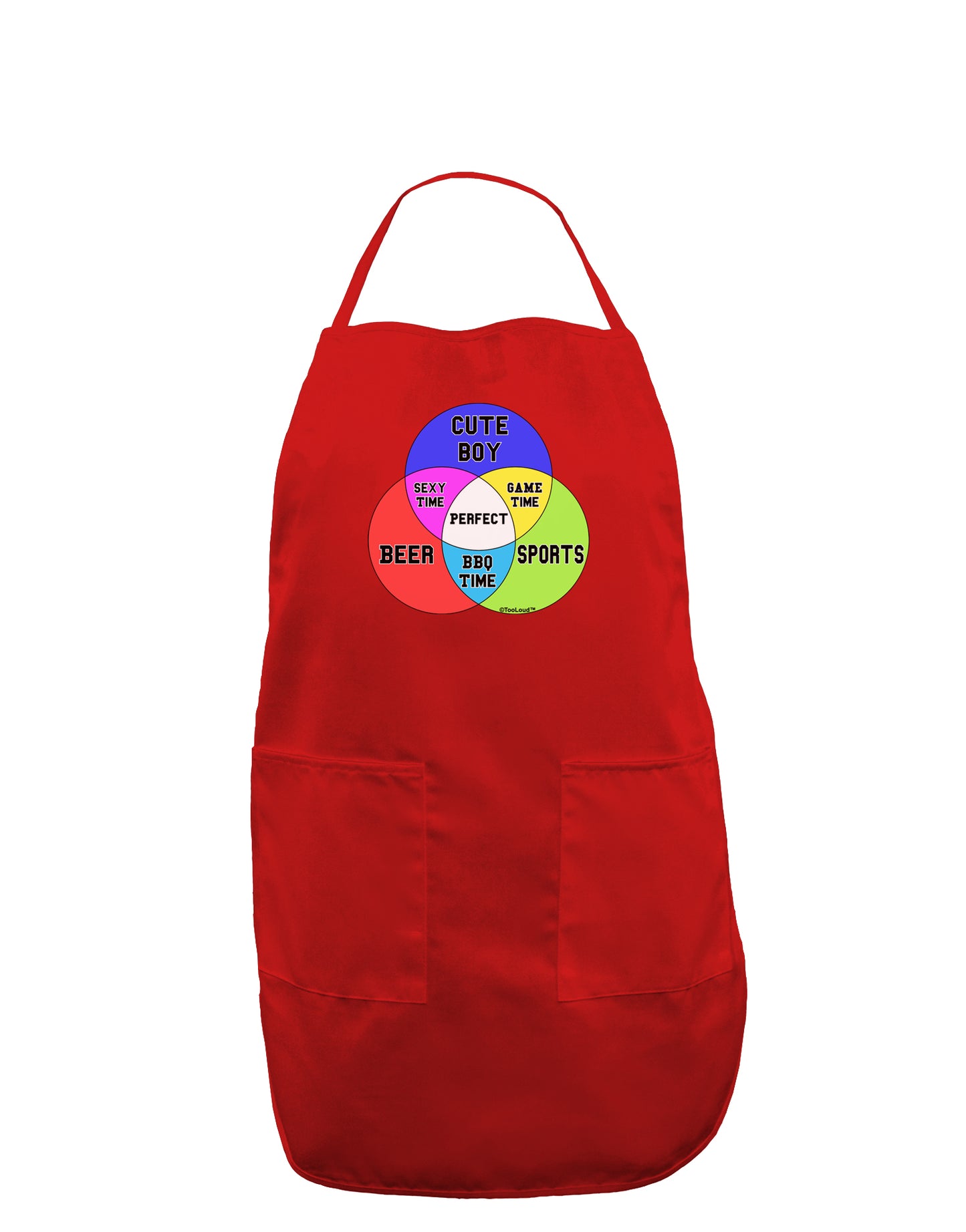 Beer Boy and Sports Diagram Dark Adult Apron-Bib Apron-TooLoud-Red-One-Size-Davson Sales