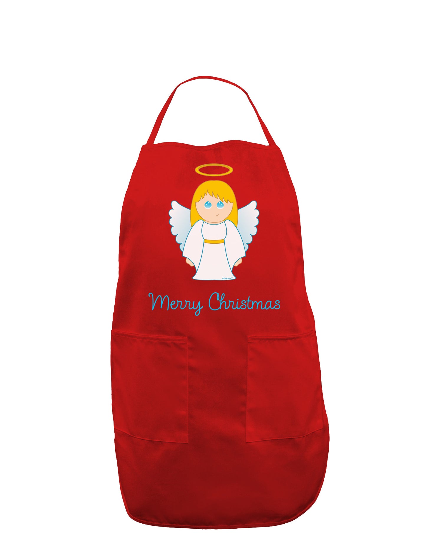 Merry Christmas Cute Angel Girl Dark Adult Apron-Bib Apron-TooLoud-Red-One-Size-Davson Sales