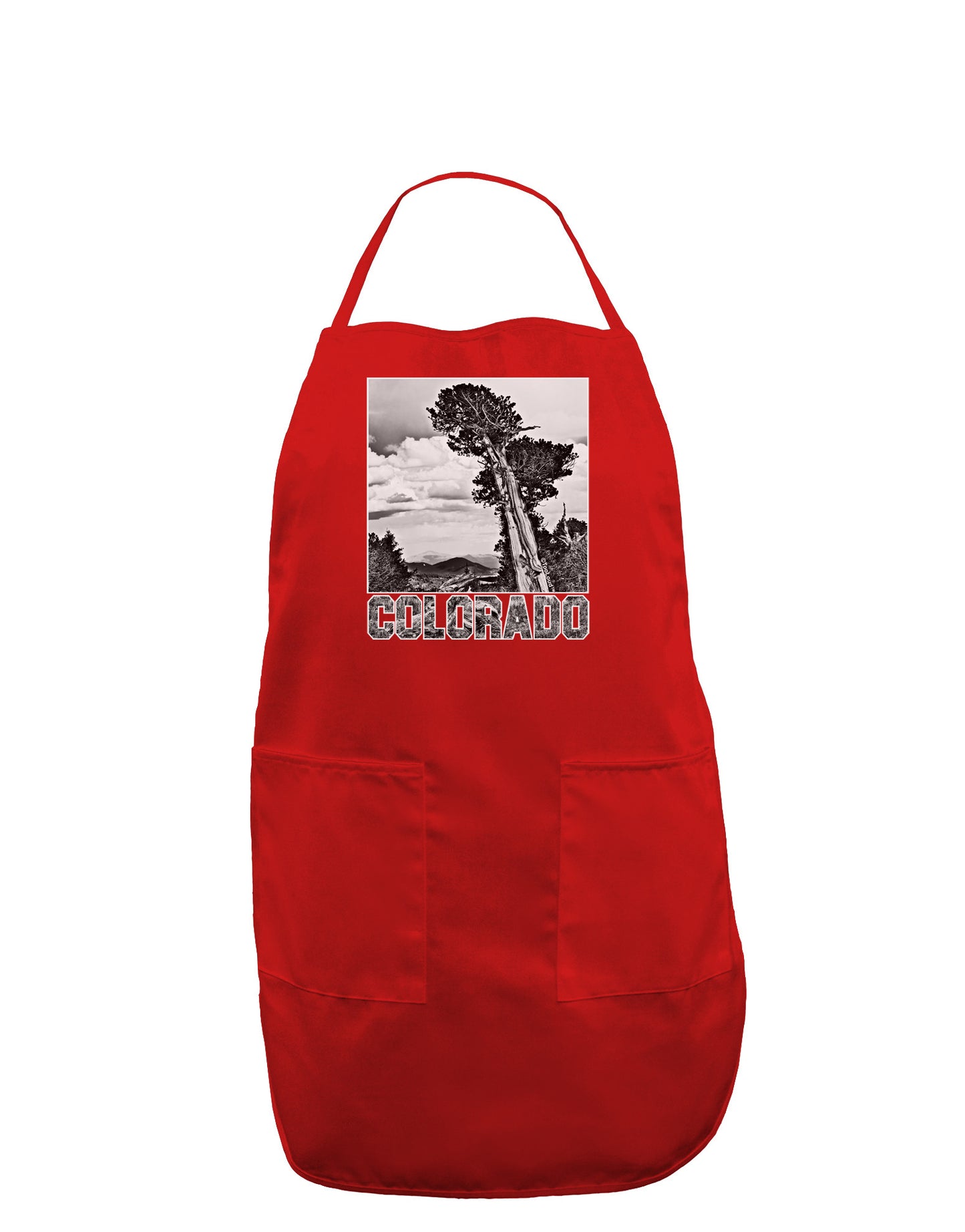 Colorado Landscape Text BW Dark Adult Apron-Bib Apron-TooLoud-Red-One-Size-Davson Sales