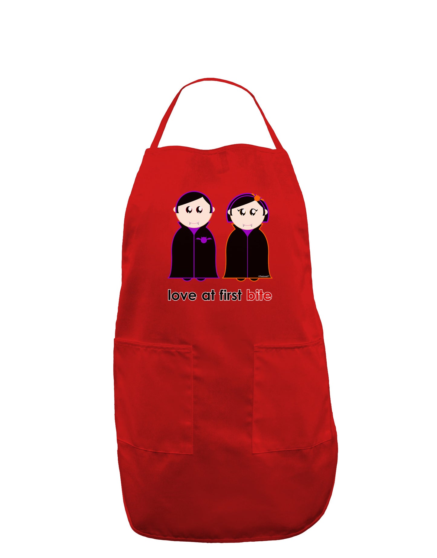 Love at First Bite Vampire Couple Halloween Dark Adult Apron-Bib Apron-TooLoud-Red-One-Size-Davson Sales