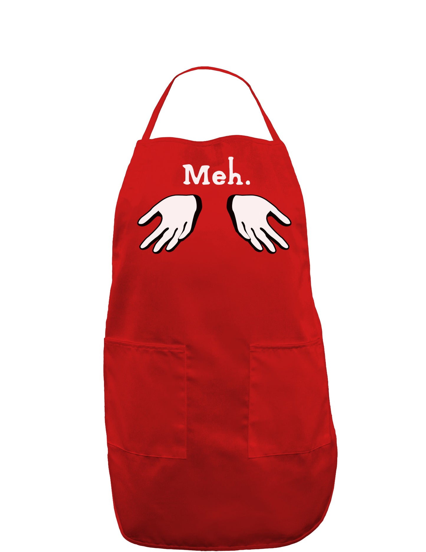 Meh with Hands Dark Adult Apron-Bib Apron-TooLoud-Red-One-Size-Davson Sales