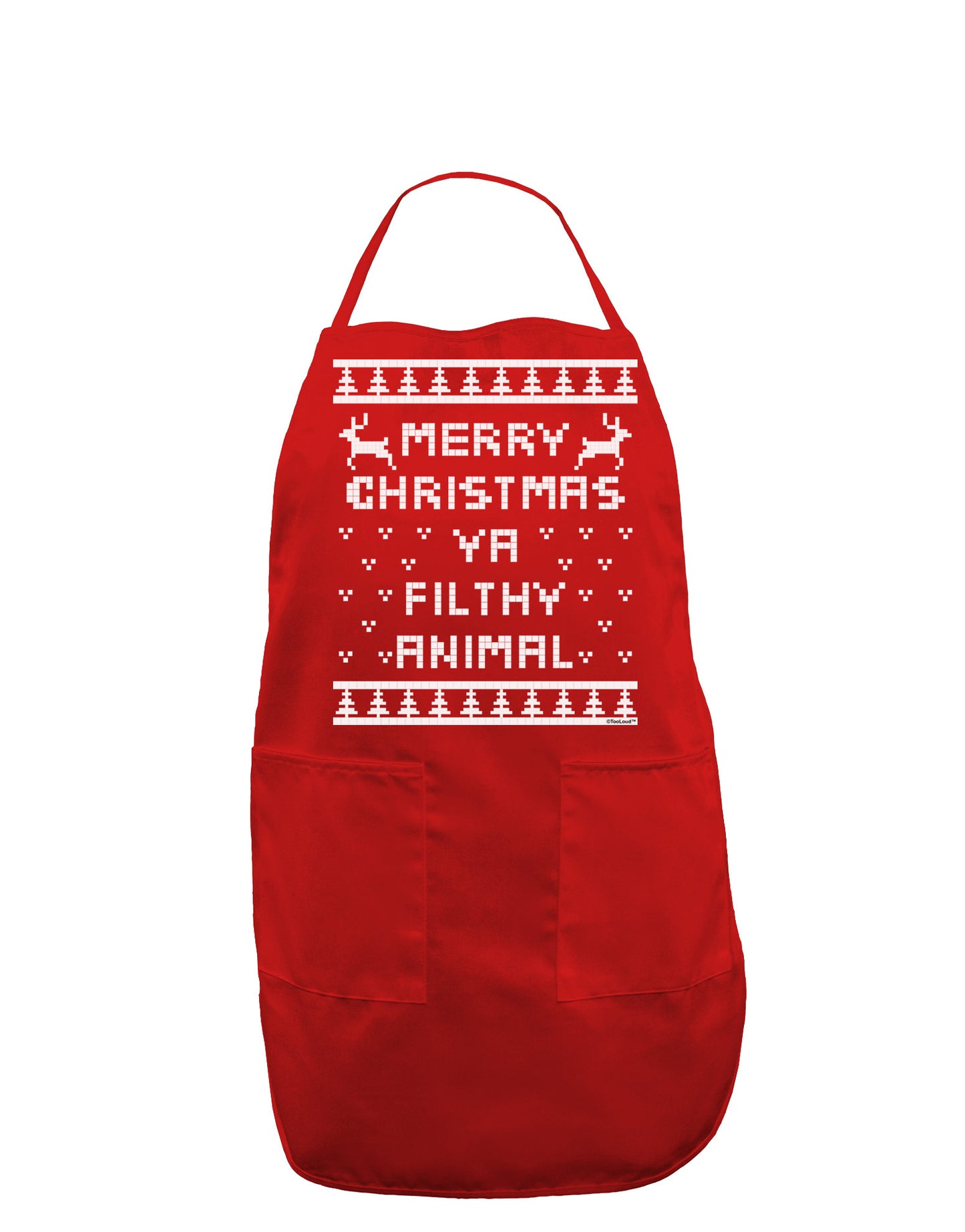 Merry Christmas Ya Filthy Animal Christmas Sweater Dark Adult Apron-Bib Apron-TooLoud-Red-One-Size-Davson Sales