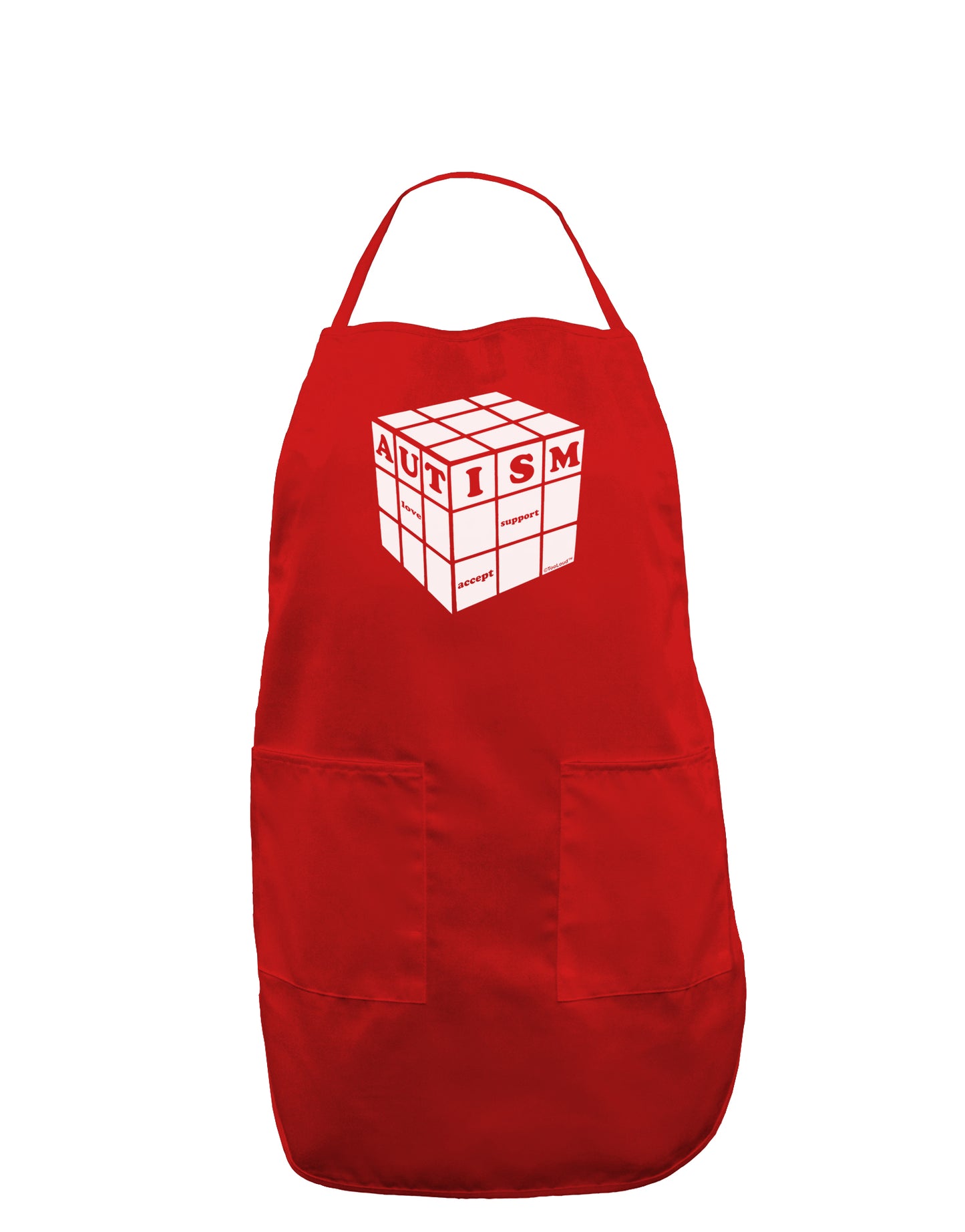 Autism Awareness - Cube B & W Dark Adult Apron-Bib Apron-TooLoud-Red-One-Size-Davson Sales