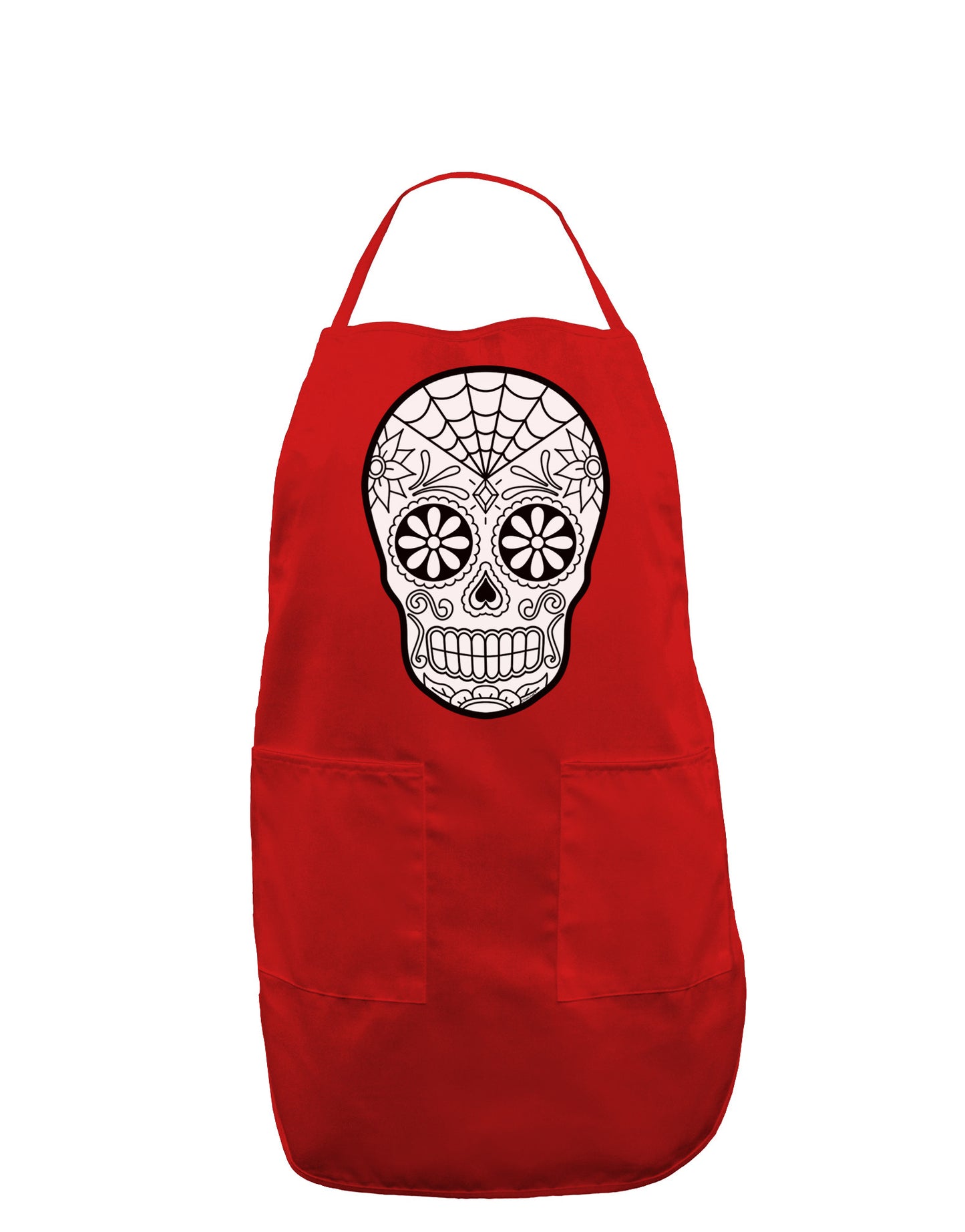 Color Your Own Dia de los Muertos Calavera Dark Adult Apron-Bib Apron-TooLoud-Red-One-Size-Davson Sales