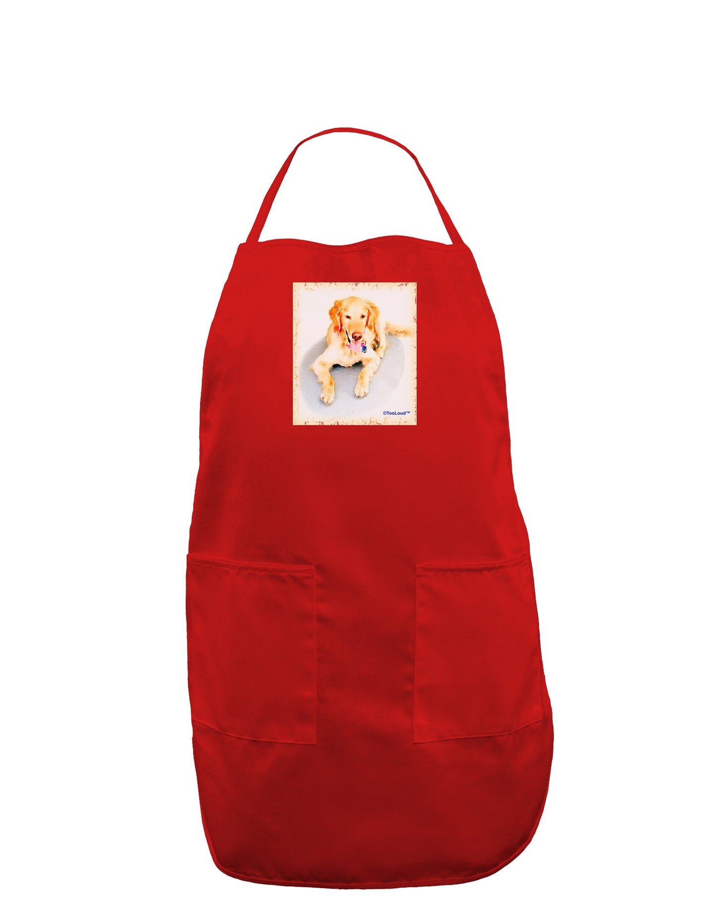 Laying Retriever Watercolor Dark Adult Apron-Bib Apron-TooLoud-Red-One-Size-Davson Sales
