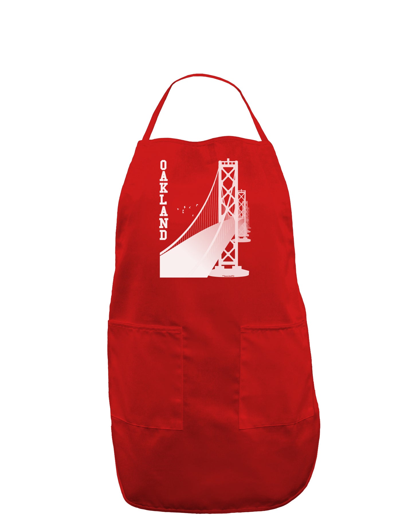 Oakland Text Bay Bridge Dark Adult Apron-Bib Apron-TooLoud-Red-One-Size-Davson Sales