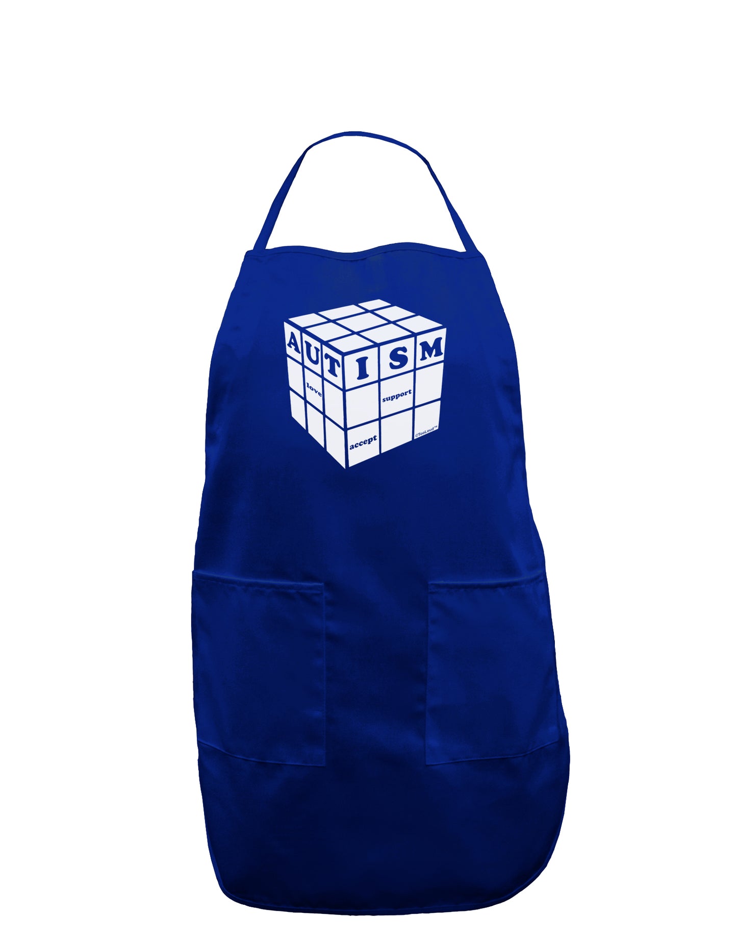 Autism Awareness - Cube B & W Dark Adult Apron-Bib Apron-TooLoud-Royal Blue-One-Size-Davson Sales