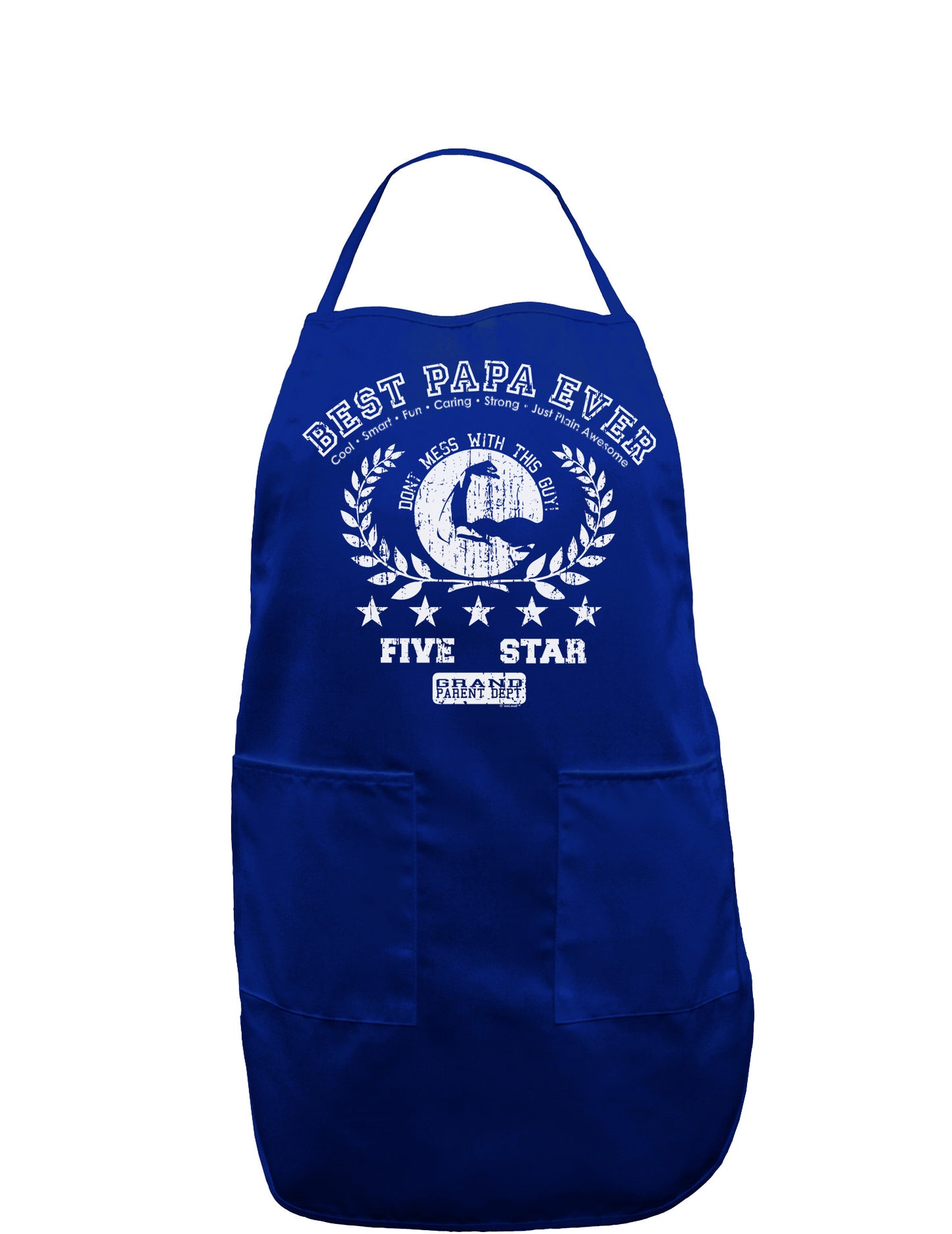 Best Papa Ever Distressed Collegiate Dark Adult Apron-Bib Apron-TooLoud-Royal Blue-One-Size-Davson Sales