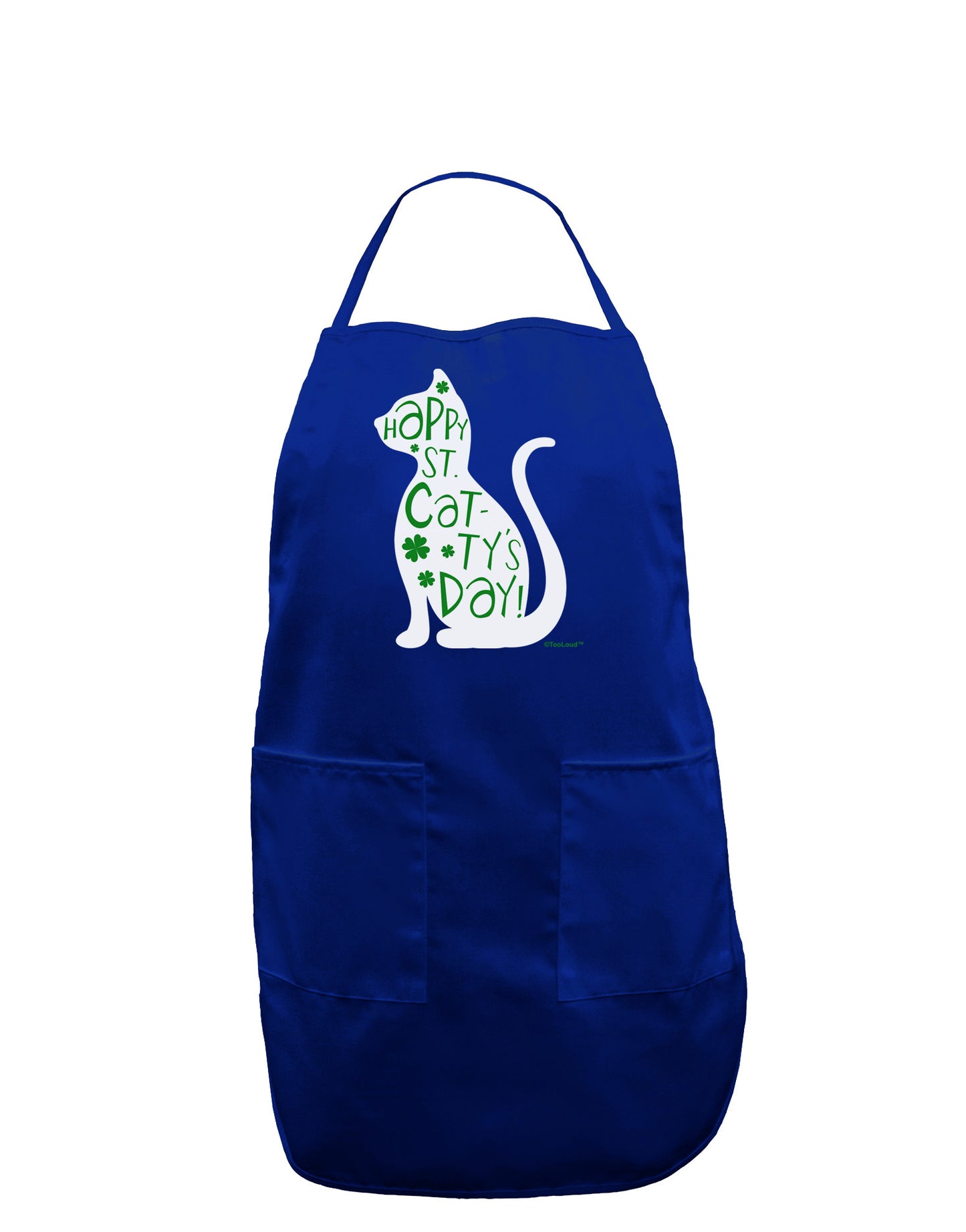 Happy St. Catty's Day - St. Patrick's Day Cat Dark Adult Apron by TooLoud-Bib Apron-TooLoud-Royal Blue-One-Size-Davson Sales