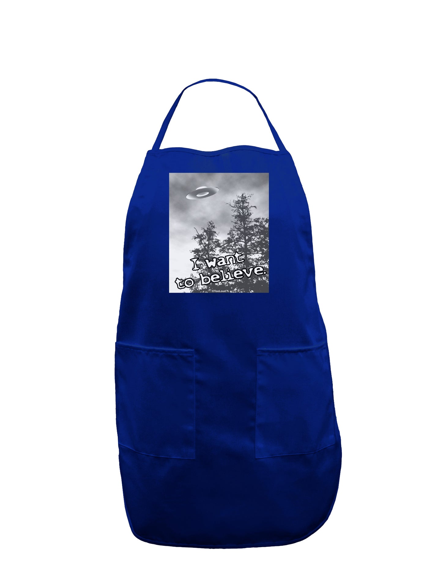I Want to Believe - UFO Dark Adult Apron by TooLoud-Bib Apron-TooLoud-Royal Blue-One-Size-Davson Sales