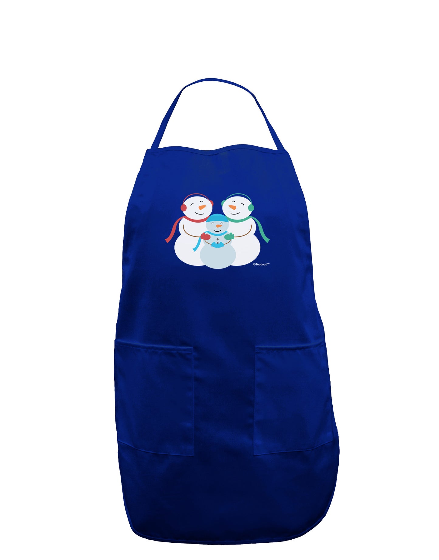 Cute Snowman Family with Boy Dark Adult Apron by TooLoud-Bib Apron-TooLoud-Royal Blue-One-Size-Davson Sales