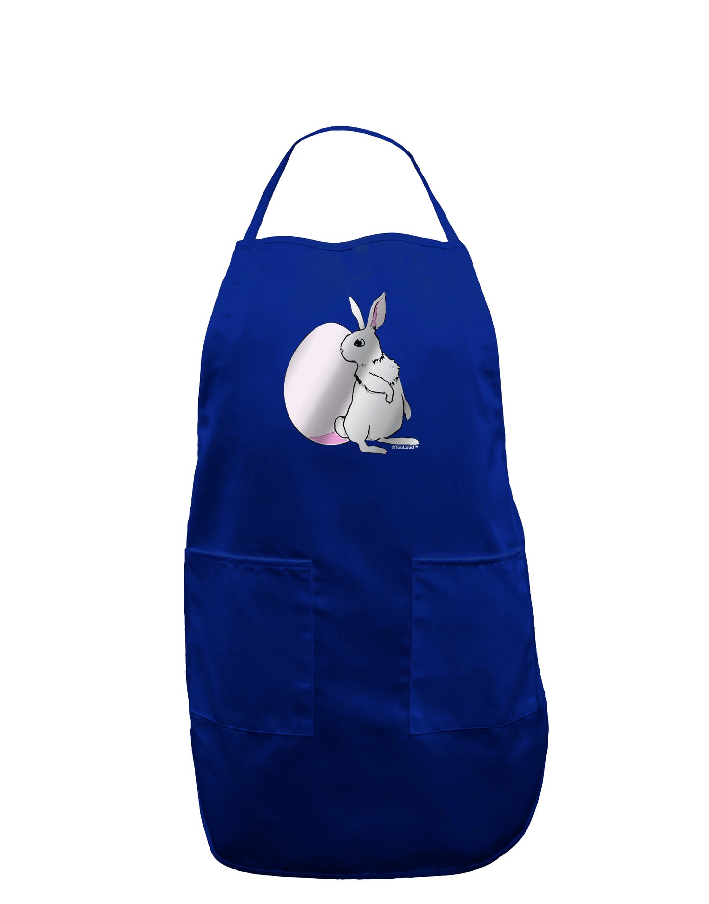 Easter Bunny and Egg Metallic - Silver Dark Adult Apron by TooLoud-Bib Apron-TooLoud-Royal Blue-One-Size-Davson Sales