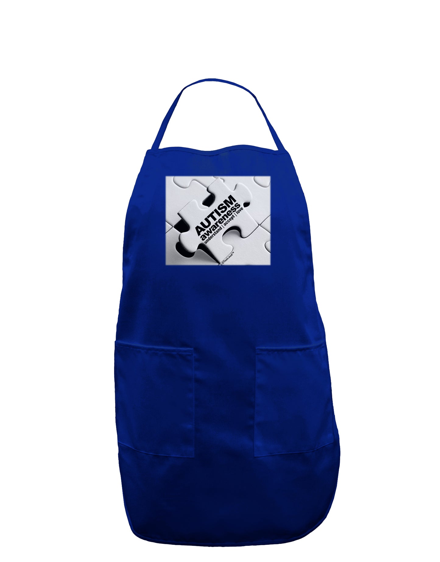 Autism Awareness - Puzzle Black & White Dark Adult Apron-Bib Apron-TooLoud-Royal Blue-One-Size-Davson Sales