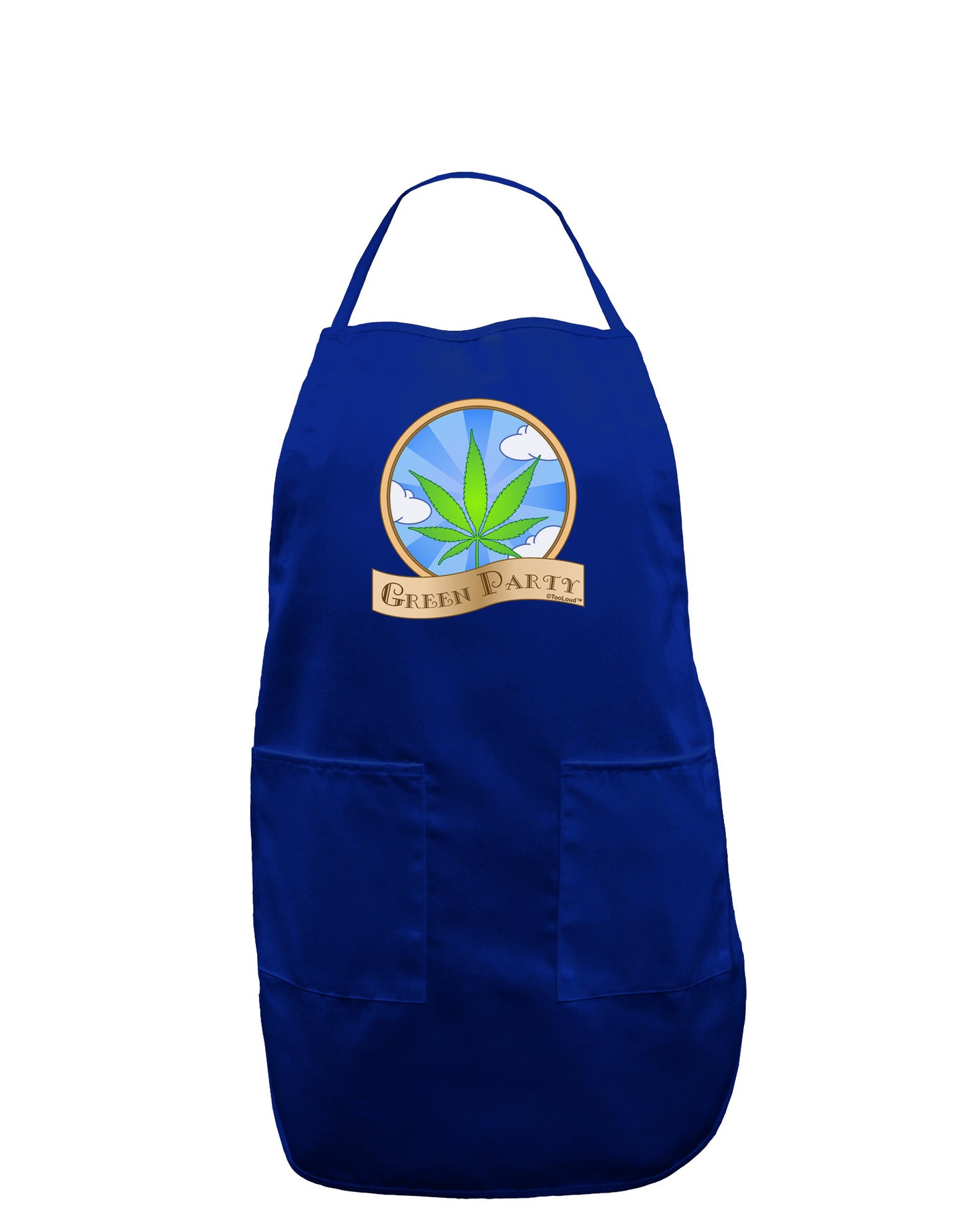 Green Party Symbol Dark Adult Apron-Bib Apron-TooLoud-Royal Blue-One-Size-Davson Sales