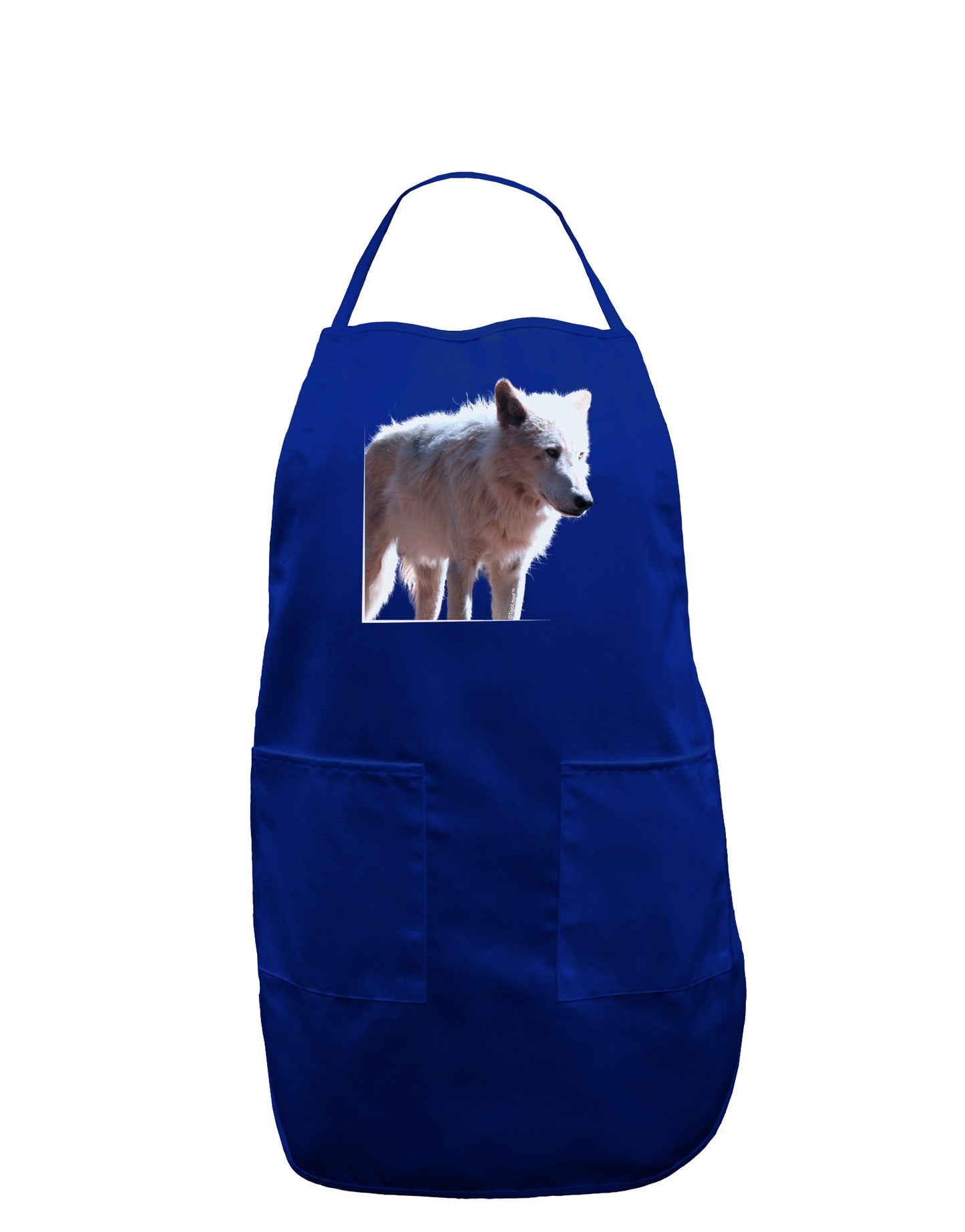 Magnificent Full White Wolf Dark Adult Apron-Bib Apron-TooLoud-Royal Blue-One-Size-Davson Sales