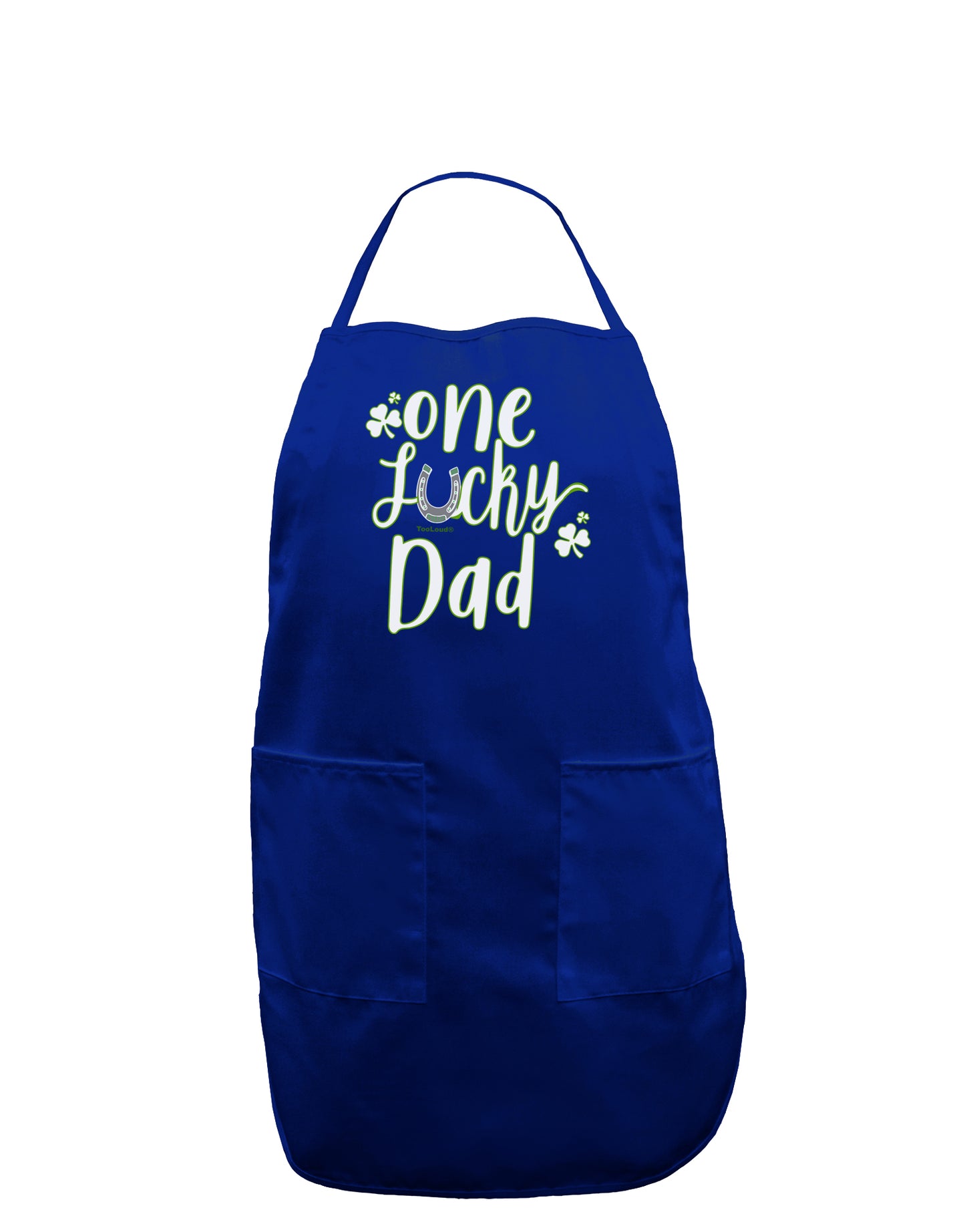 One Lucky Dad Shamrock Adult Apron-Bib Apron-TooLoud-Royal Blue-One-Size-Davson Sales