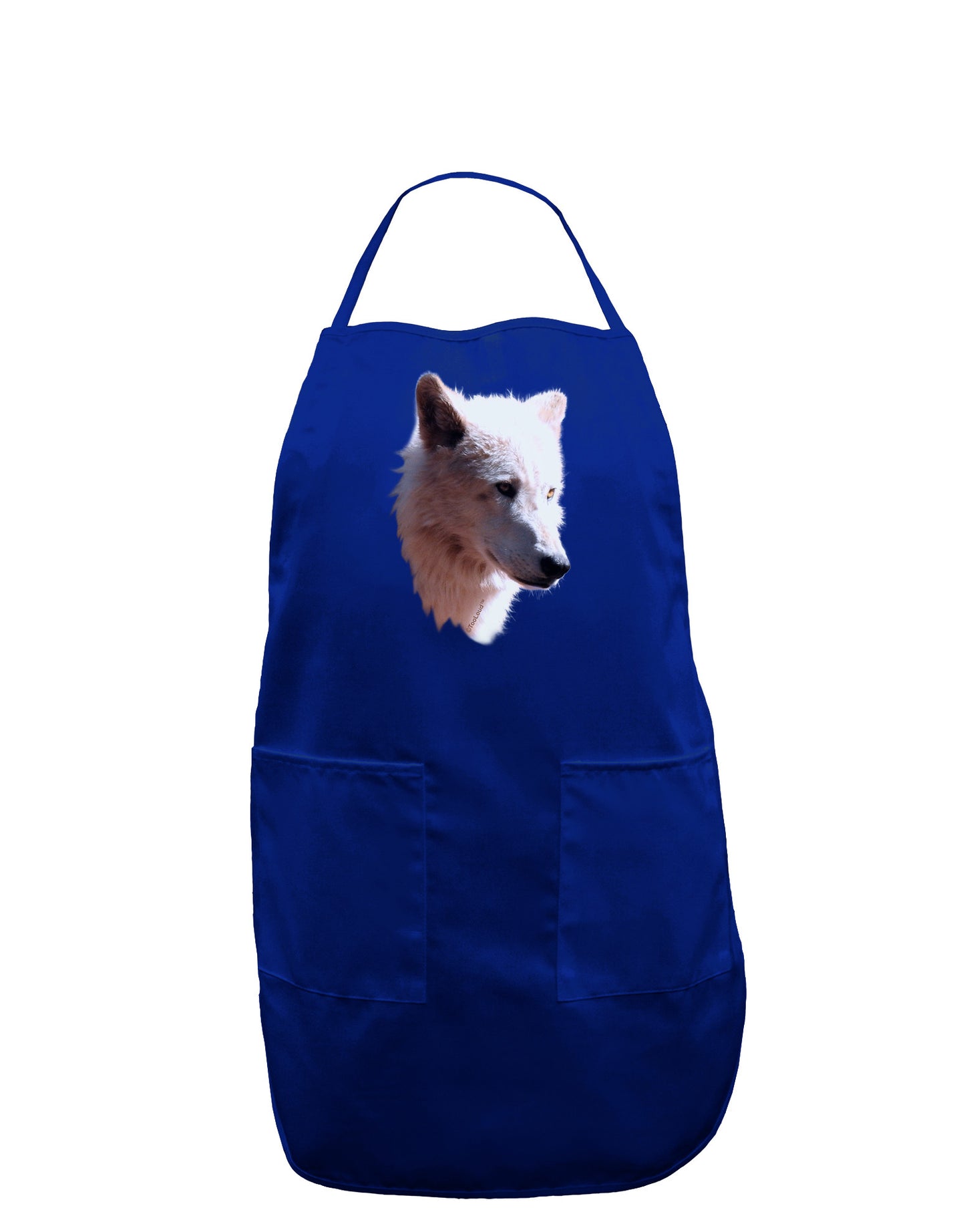 Magnificent White Wolf Head Dark Adult Apron-Bib Apron-TooLoud-Royal Blue-One-Size-Davson Sales