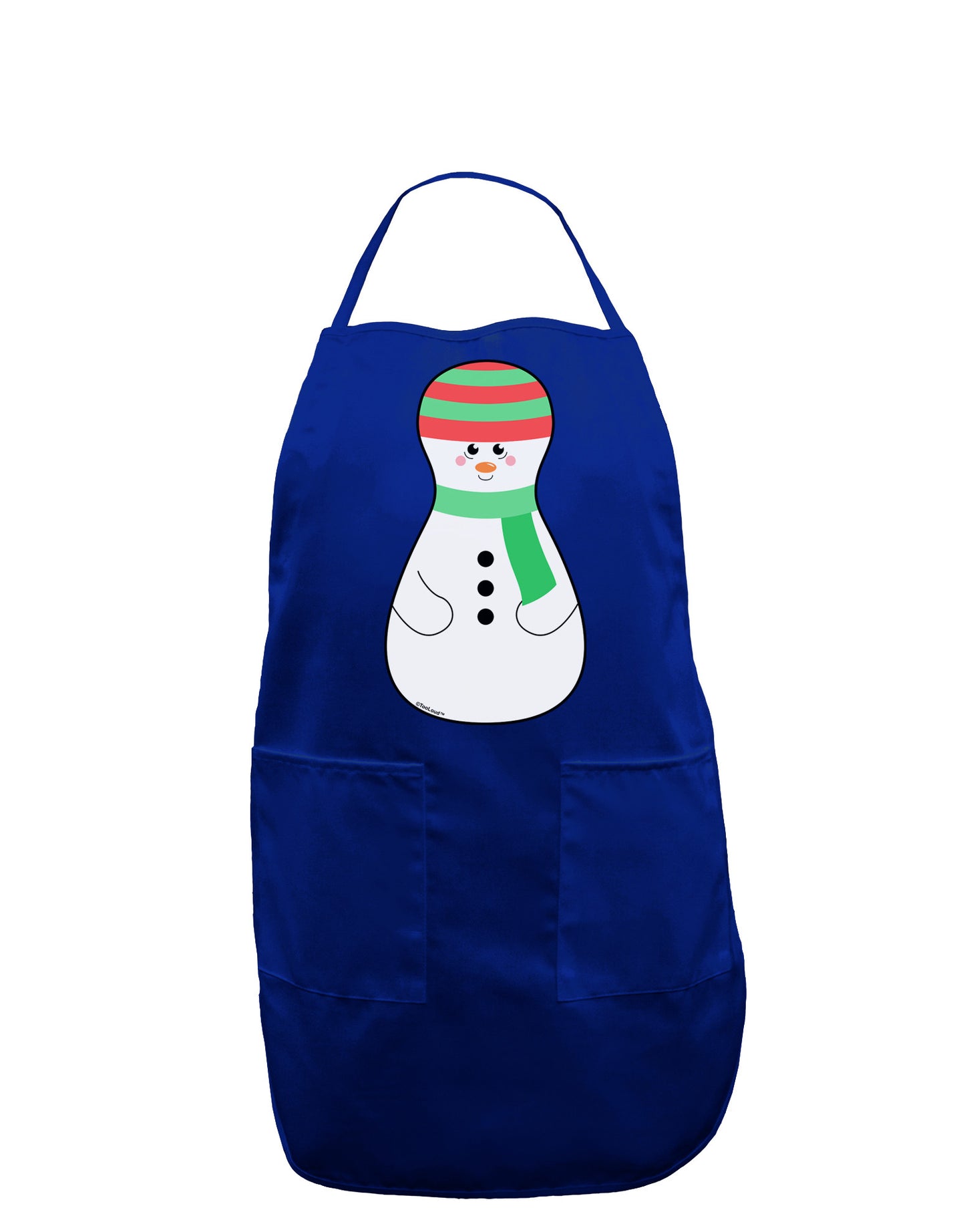 Cute Snowman Matryoshka Nesting Doll - Christmas Dark Adult Apron-Bib Apron-TooLoud-Royal Blue-One-Size-Davson Sales