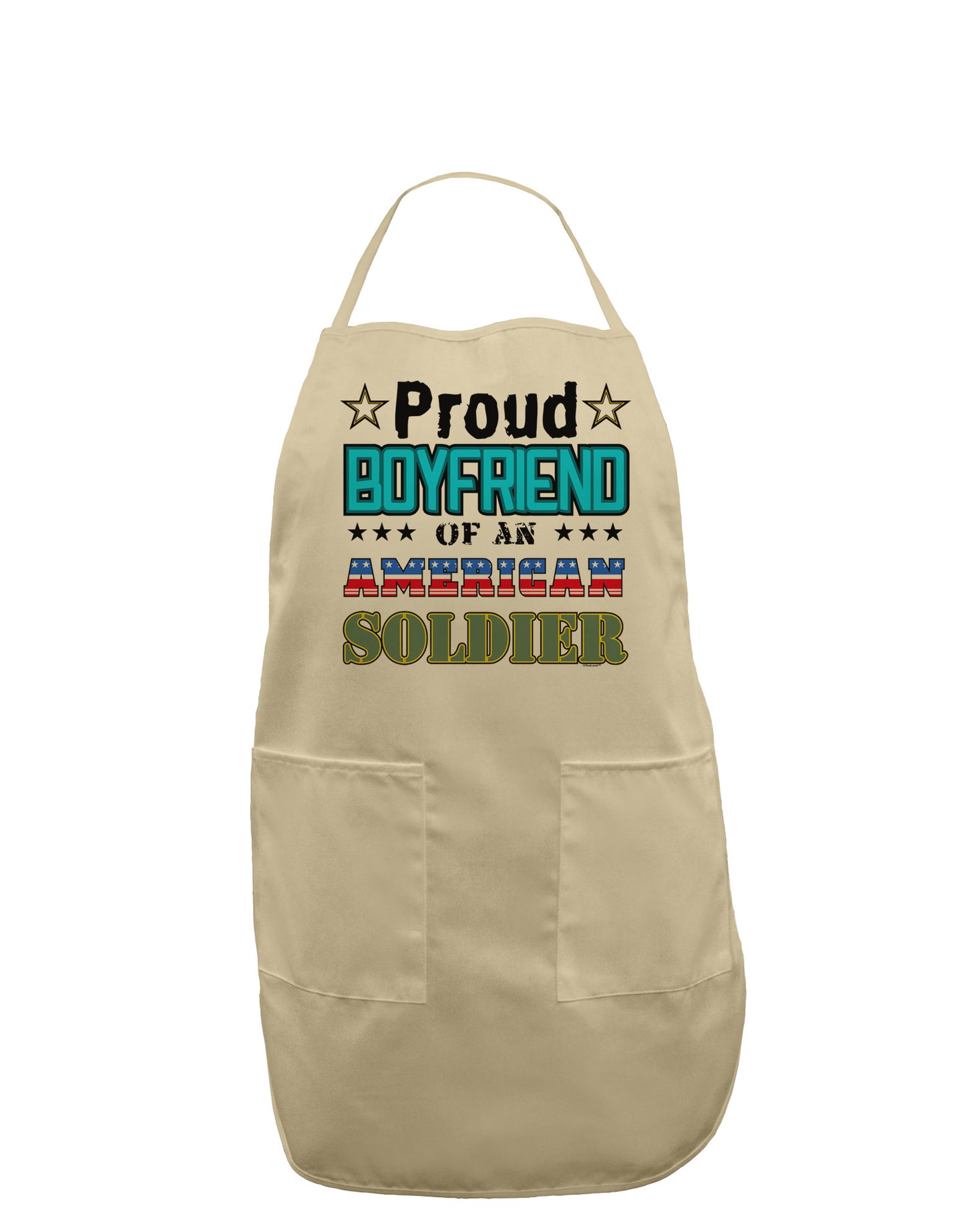 Proud Boyfriend of an American Soldier Adult Apron-Bib Apron-TooLoud-Stone-One-Size-Davson Sales