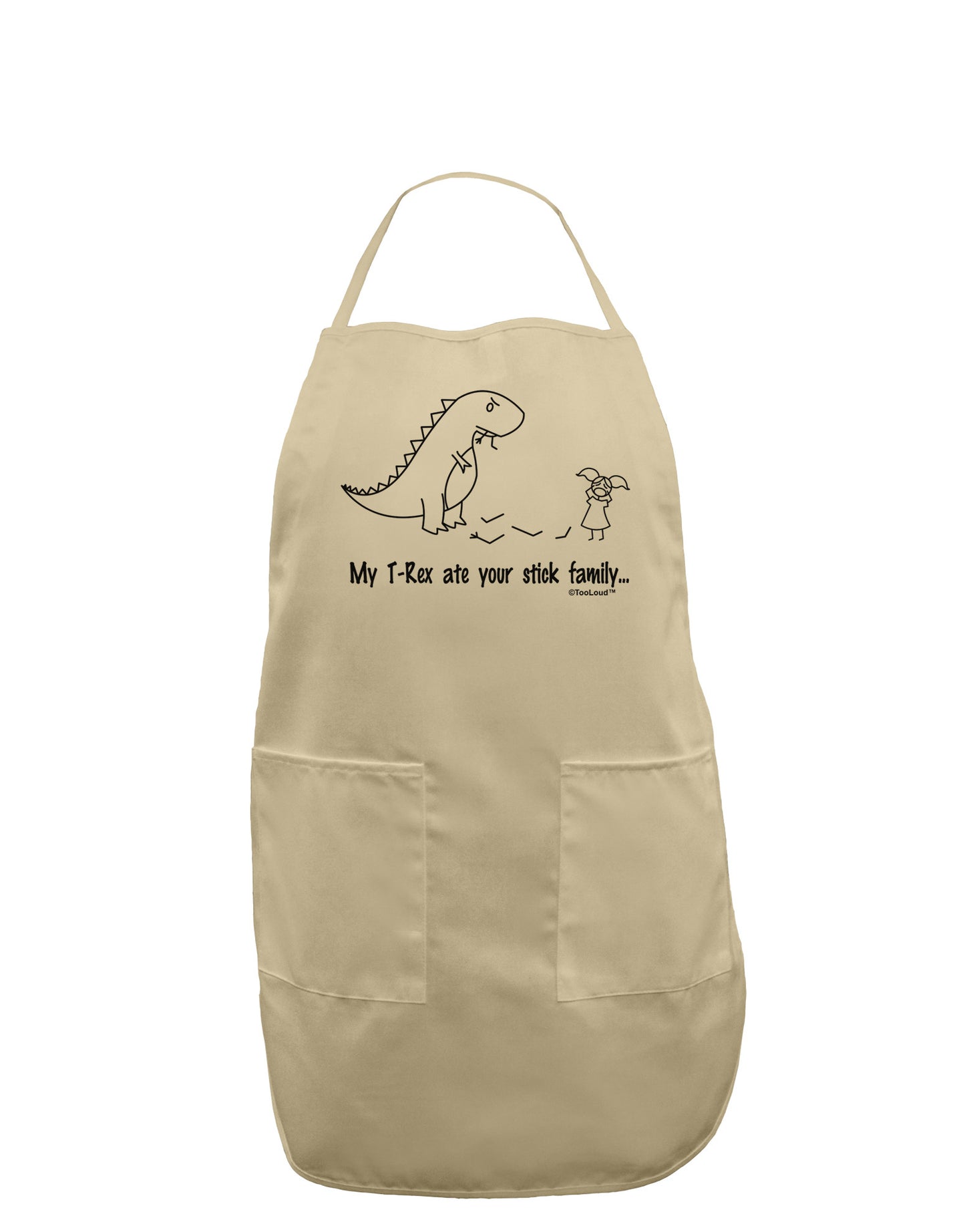 My T-Rex Ate Your Stick Family - Line Adult Apron by TooLoud-Bib Apron-TooLoud-Stone-One-Size-Davson Sales