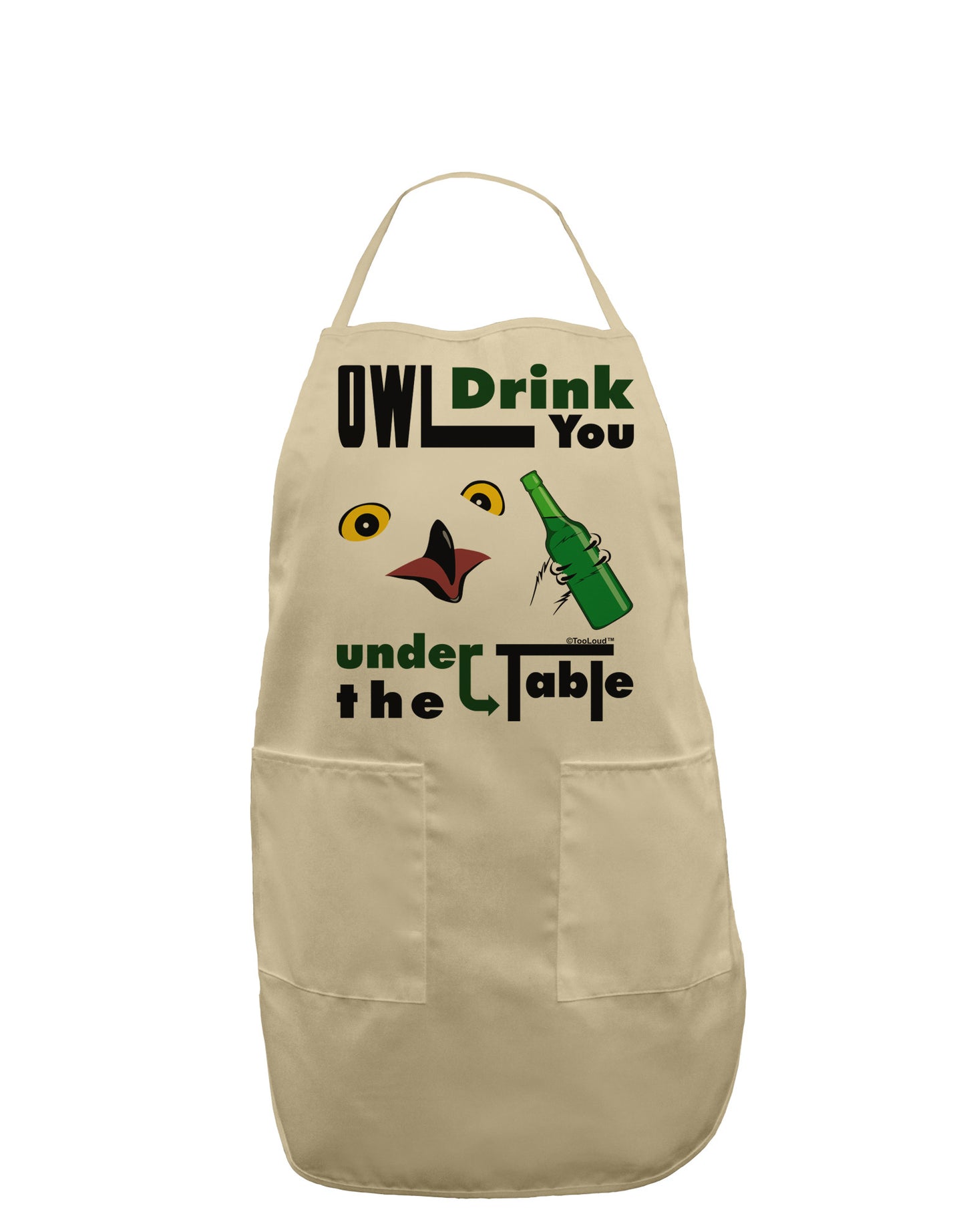 Owl Drink You Under the Table Adult Apron-Bib Apron-TooLoud-Stone-One-Size-Davson Sales
