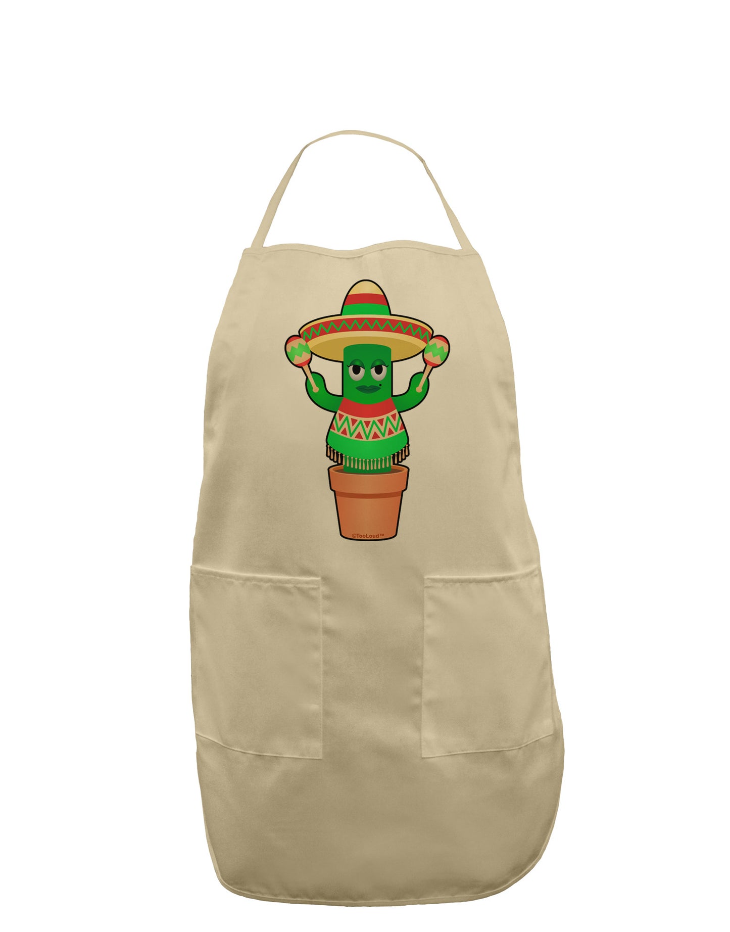Fiesta Cactus Poncho Adult Apron-Bib Apron-TooLoud-Stone-One-Size-Davson Sales