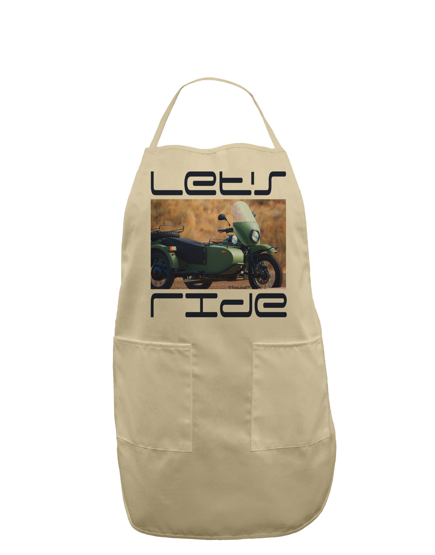 Lets Ride Sidecar Motorcycle Adult Apron-Bib Apron-TooLoud-Stone-One-Size-Davson Sales