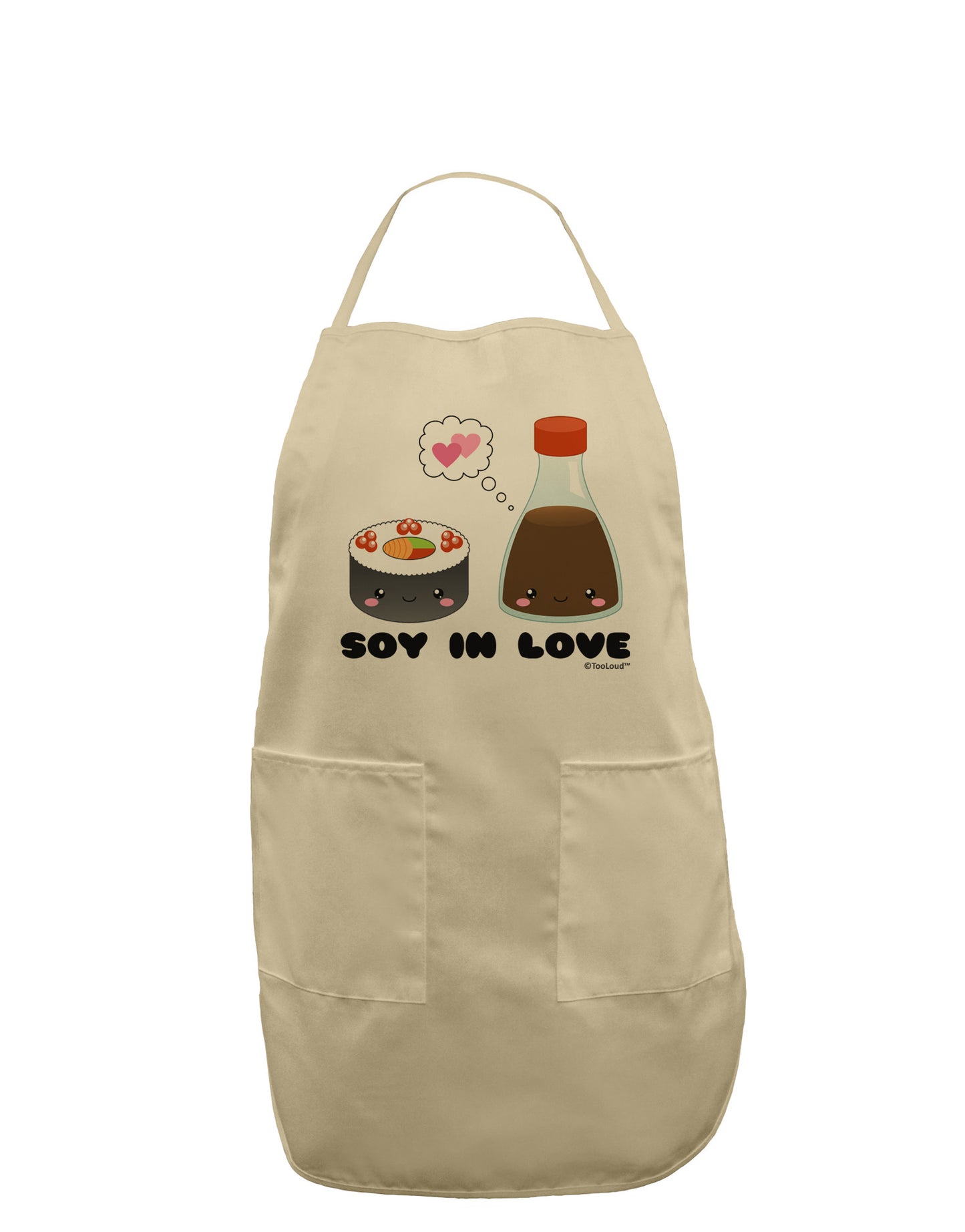 Cute Sushi and Soy Sauce - Soy In Love Adult Apron by TooLoud-Bib Apron-TooLoud-Stone-One-Size-Davson Sales