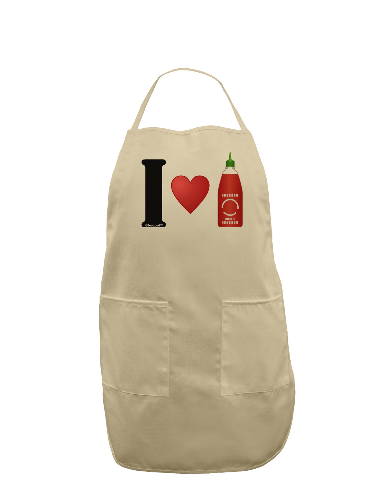 I Heart Sriracha Design Adult Apron by TooLoud-Bib Apron-TooLoud-Stone-One-Size-Davson Sales