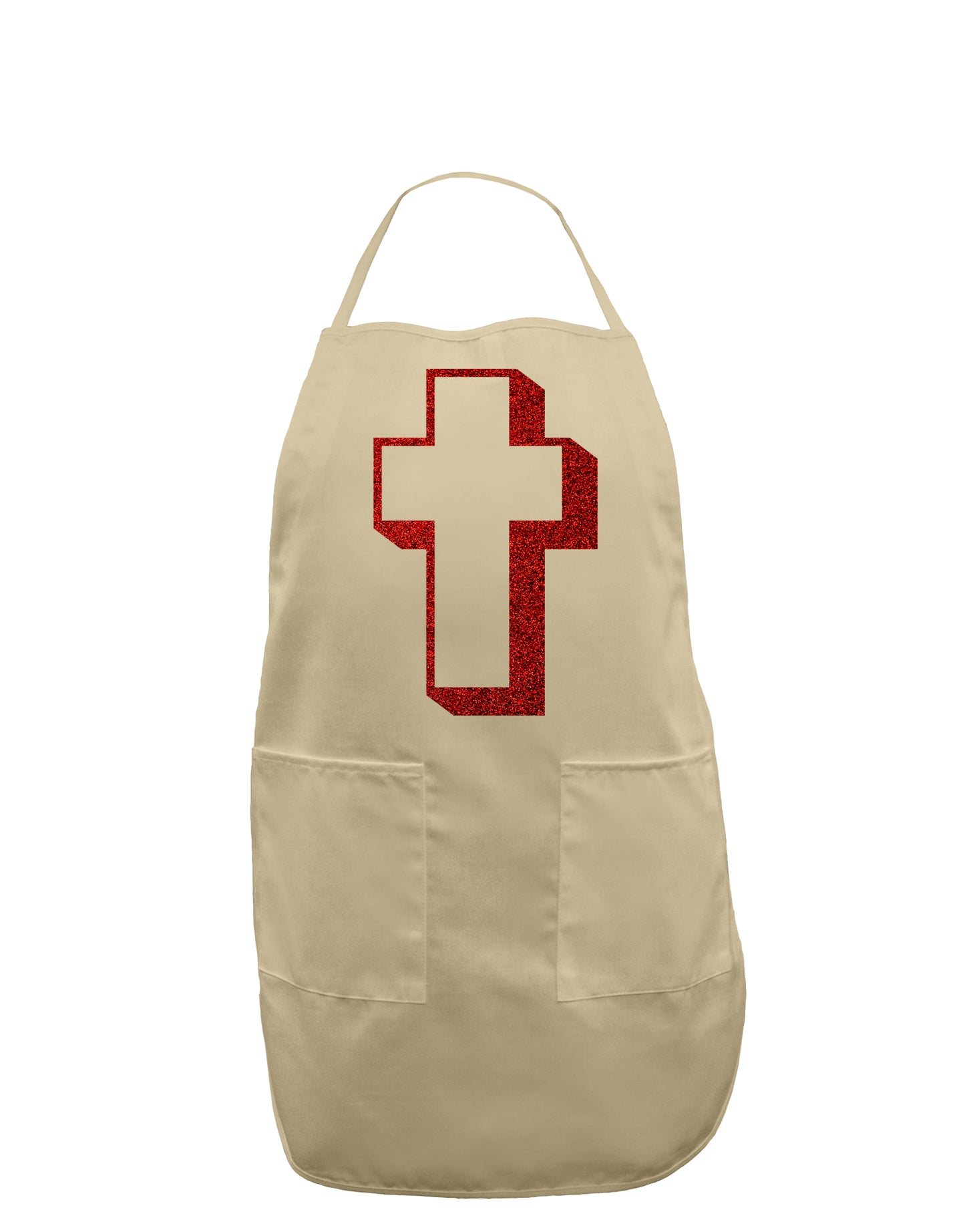 Simple Cross Design Glitter - Red Adult Apron by TooLoud-Bib Apron-TooLoud-Stone-One-Size-Davson Sales