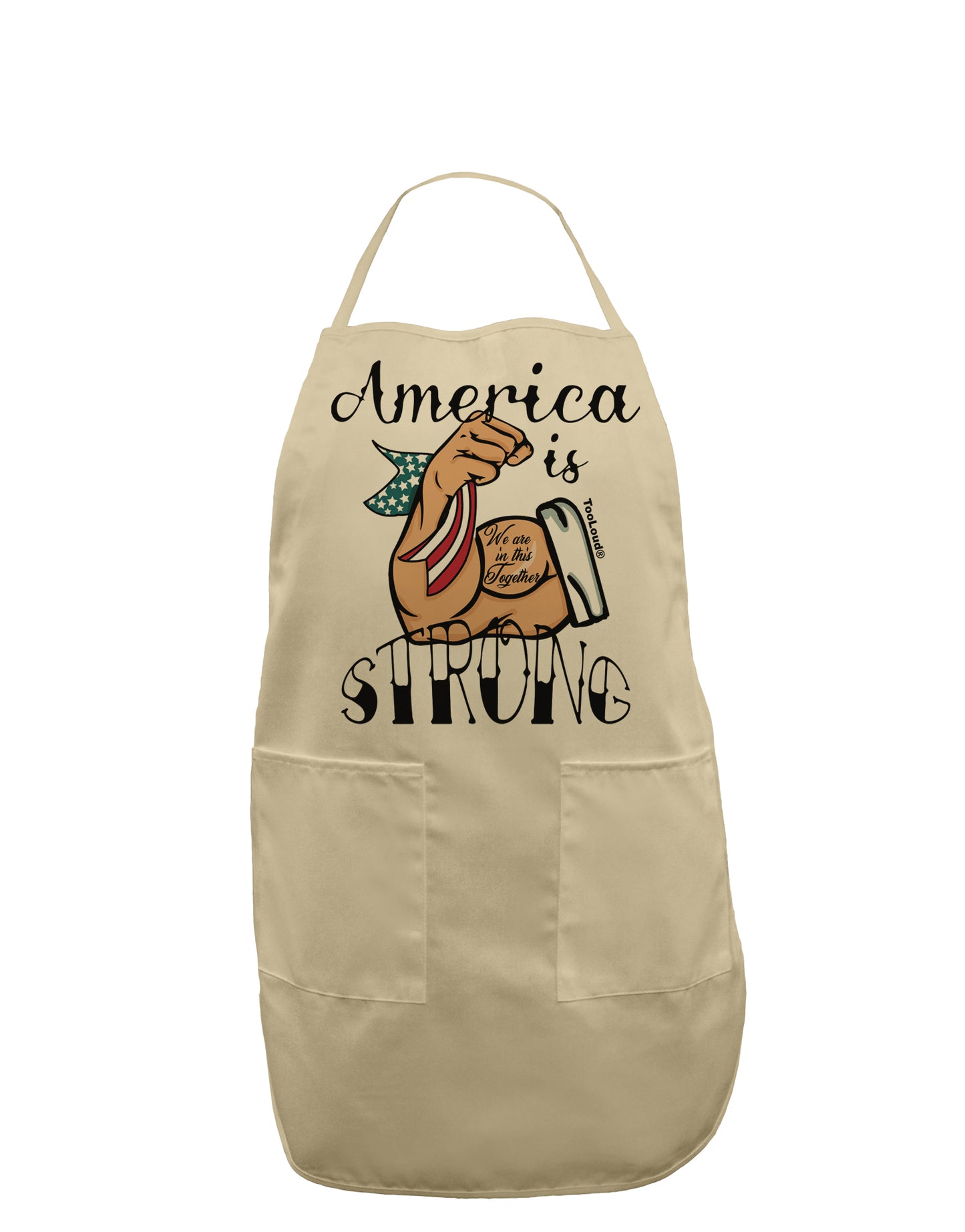 America is Strong We will Overcome This Adult Apron-Bib Apron-TooLoud-Stone-One-Size-Davson Sales