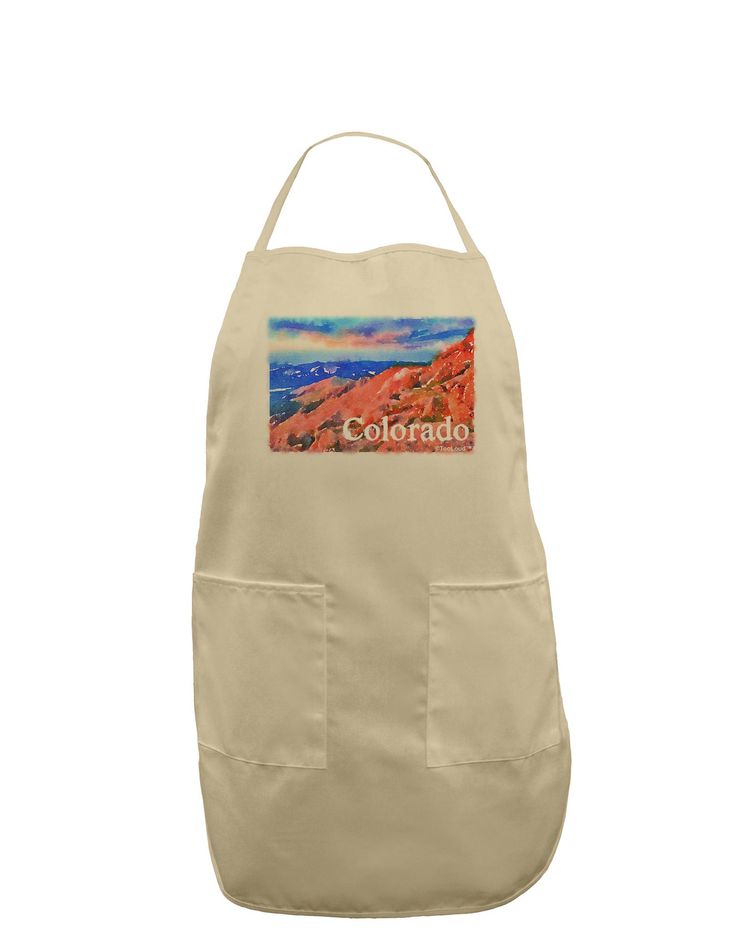 Colorado Mtn Sunset Soaked WaterColor Adult Apron-Bib Apron-TooLoud-Stone-One-Size-Davson Sales