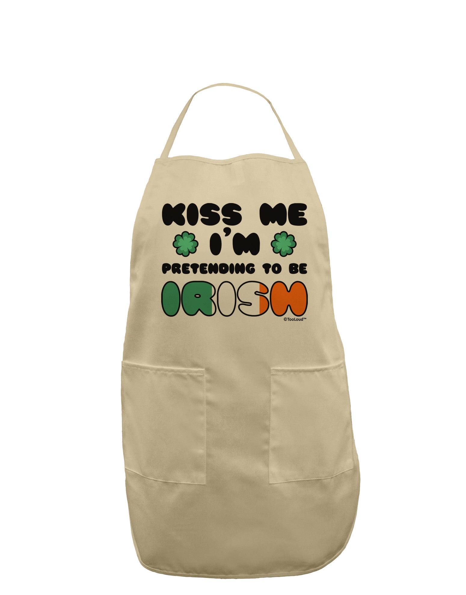 Kiss Me I'm Pretending to Be Irish Adult Apron by TooLoud-Bib Apron-TooLoud-Stone-One-Size-Davson Sales