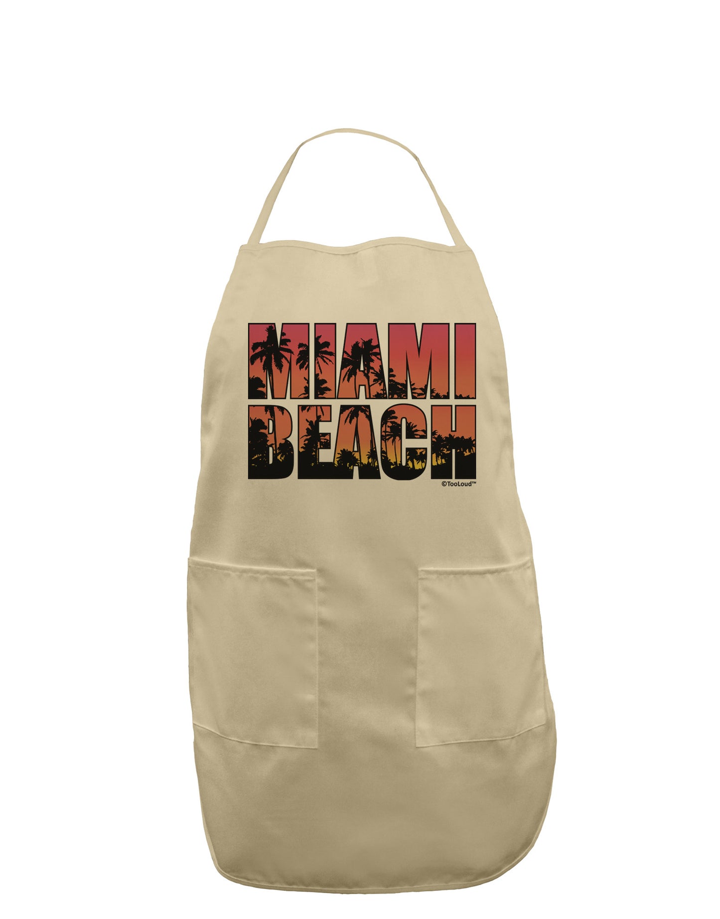 Miami Beach - Sunset Palm Trees Adult Apron by TooLoud-Bib Apron-TooLoud-Stone-One-Size-Davson Sales