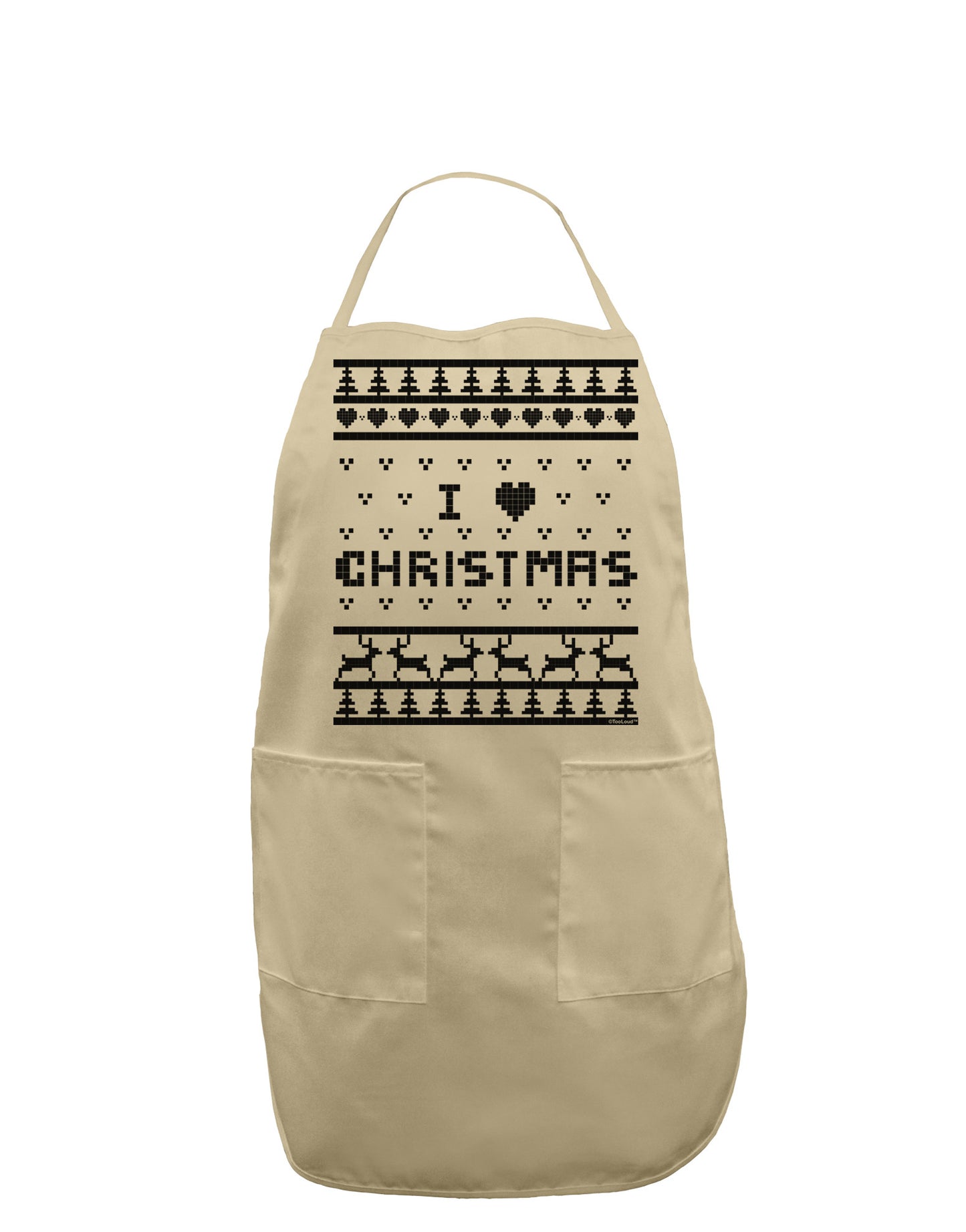 I Heart Christmas Ugly Christmas Sweater Adult Apron-Bib Apron-TooLoud-Stone-One-Size-Davson Sales