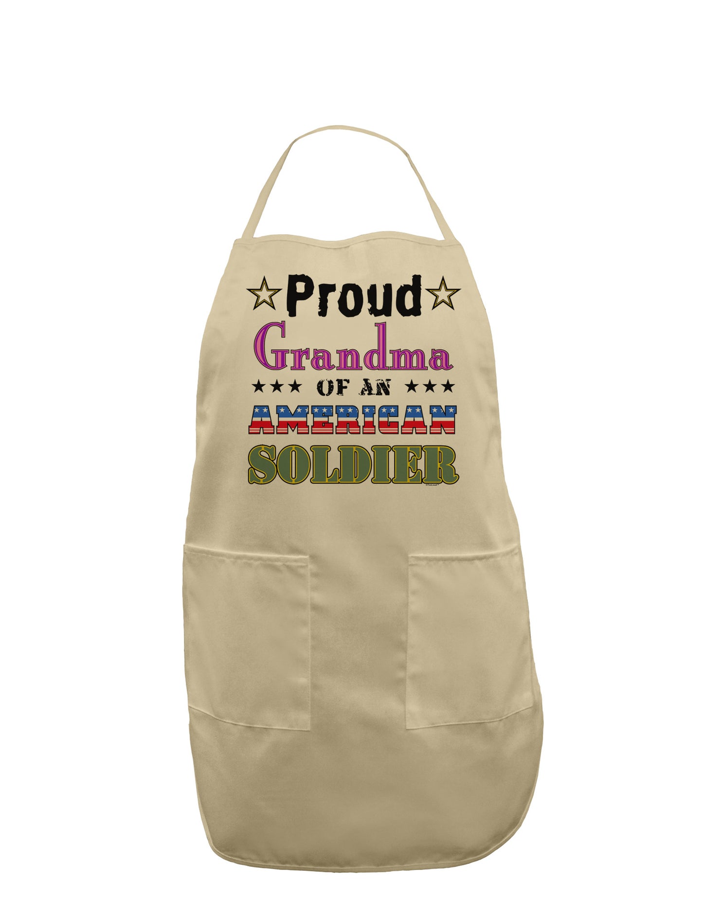 Proud Grandma of an American Soldier Adult Apron-Bib Apron-TooLoud-Stone-One-Size-Davson Sales