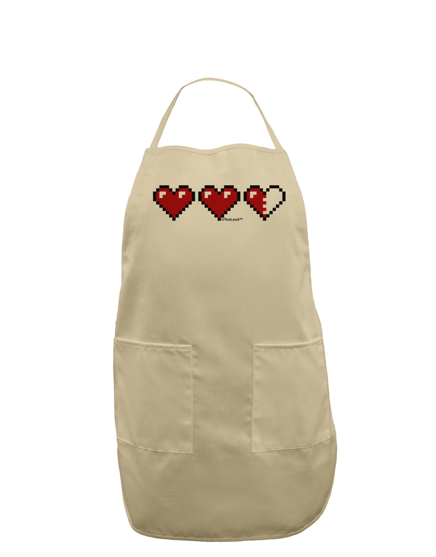 Couples Pixel Heart Life Bar - Left Adult Apron by TooLoud-Bib Apron-TooLoud-Stone-One-Size-Davson Sales