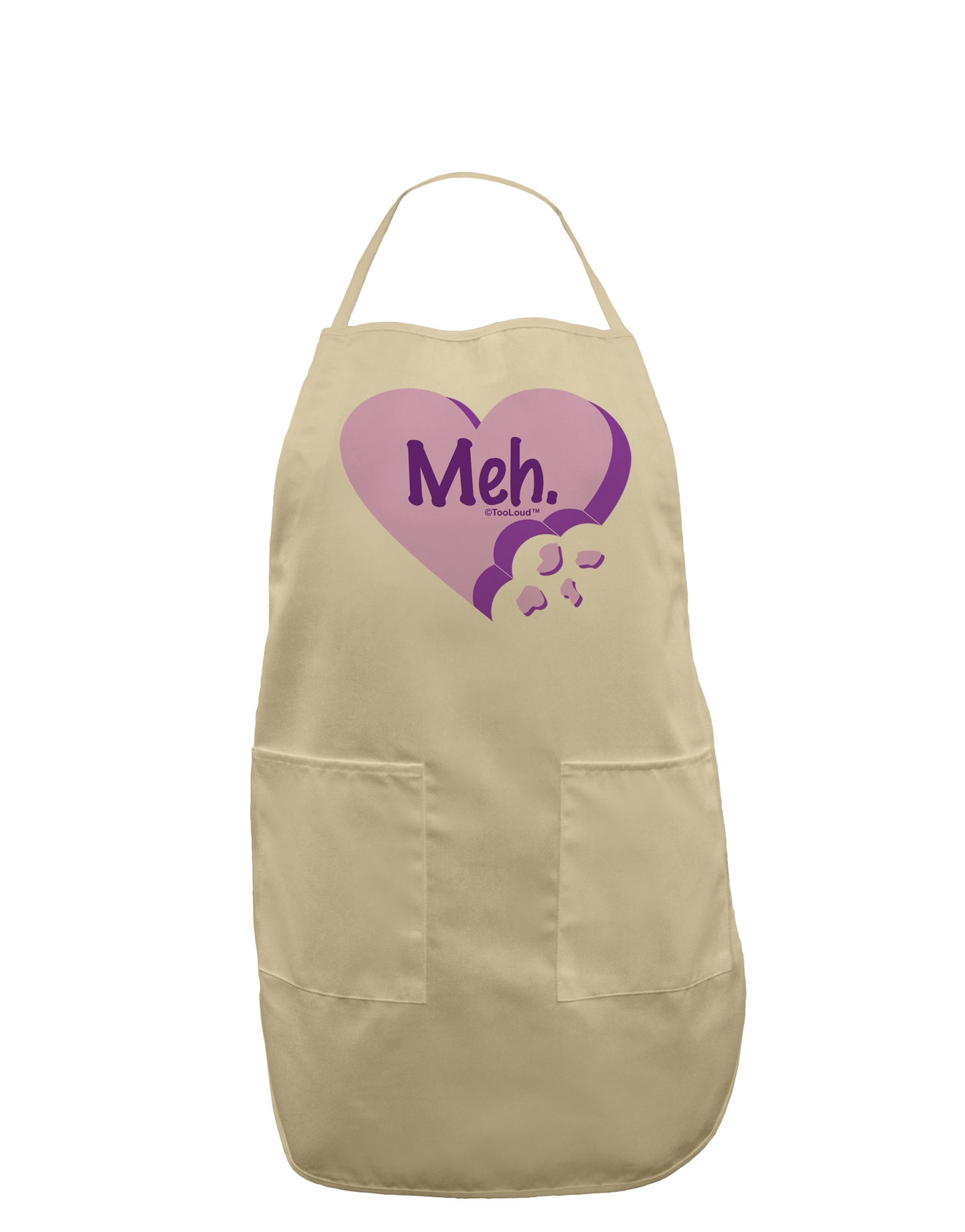 Meh Candy Heart Purple - Valentines Day Adult Apron by TooLoud-Bib Apron-TooLoud-Stone-One-Size-Davson Sales