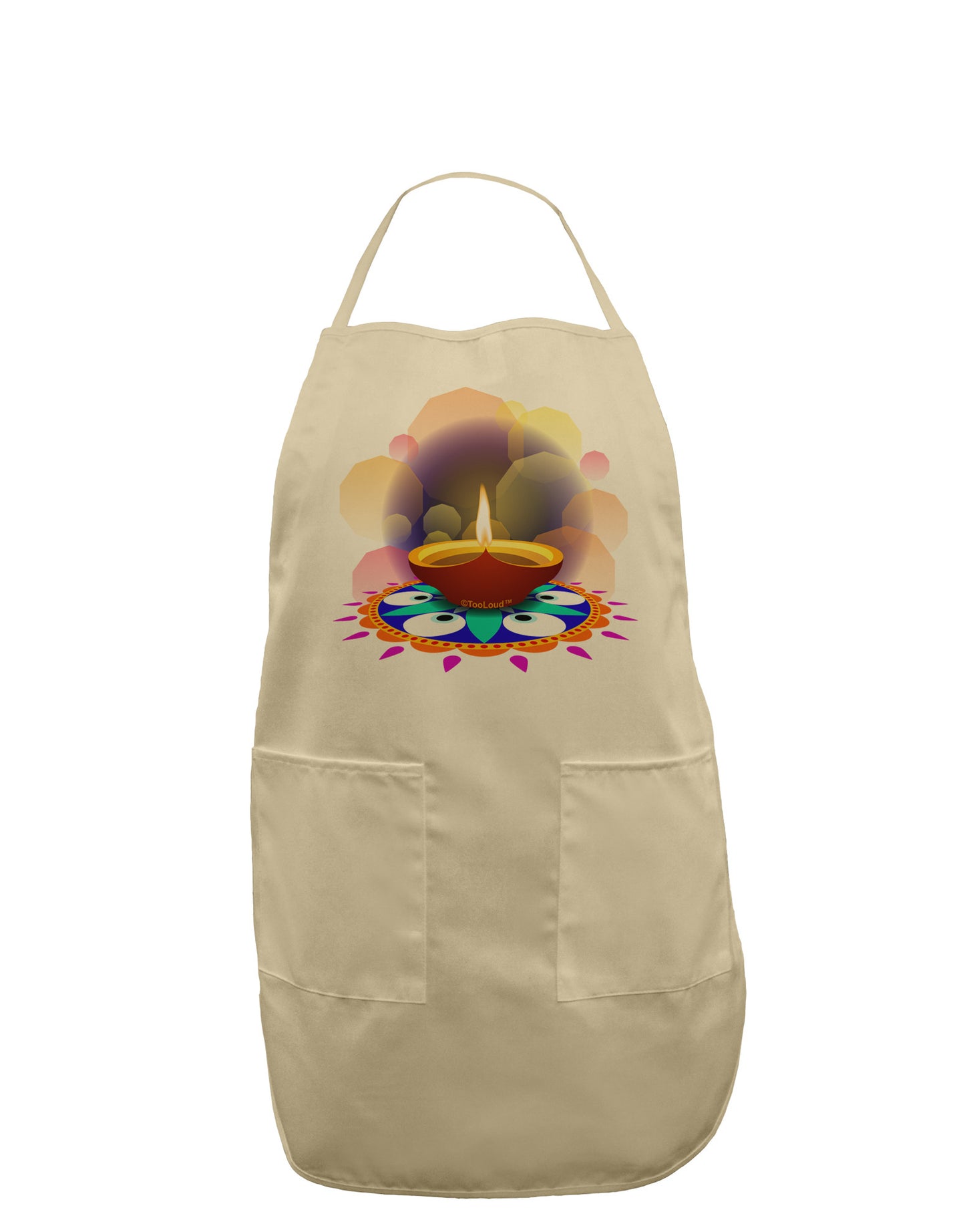 Festive Diya and Rangoli Adult Apron by-Bib Apron-TooLoud-Stone-One-Size-Davson Sales