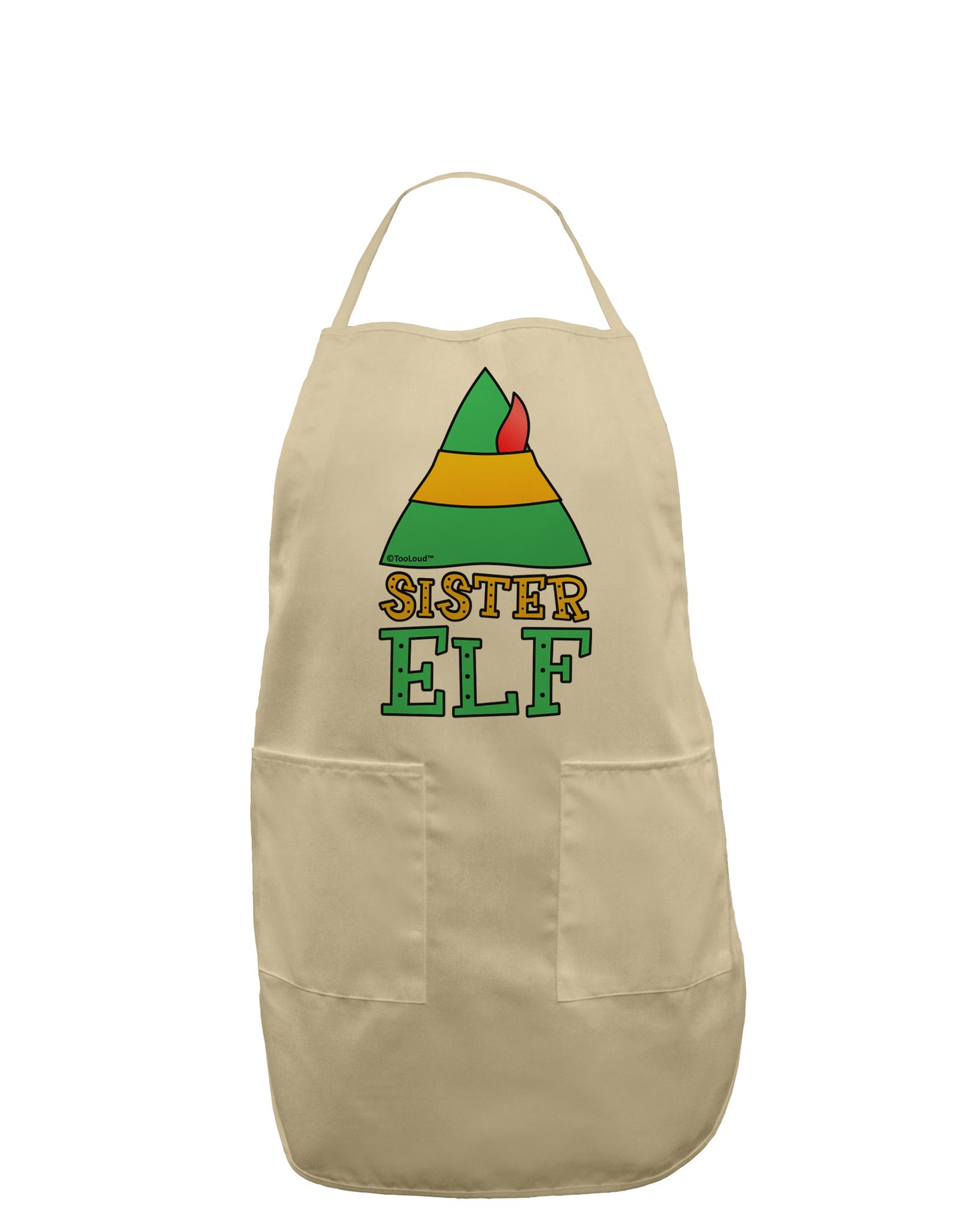 Matching Christmas Design - Elf Family - Sister Elf Adult Apron-Bib Apron-TooLoud-Stone-One-Size-Davson Sales