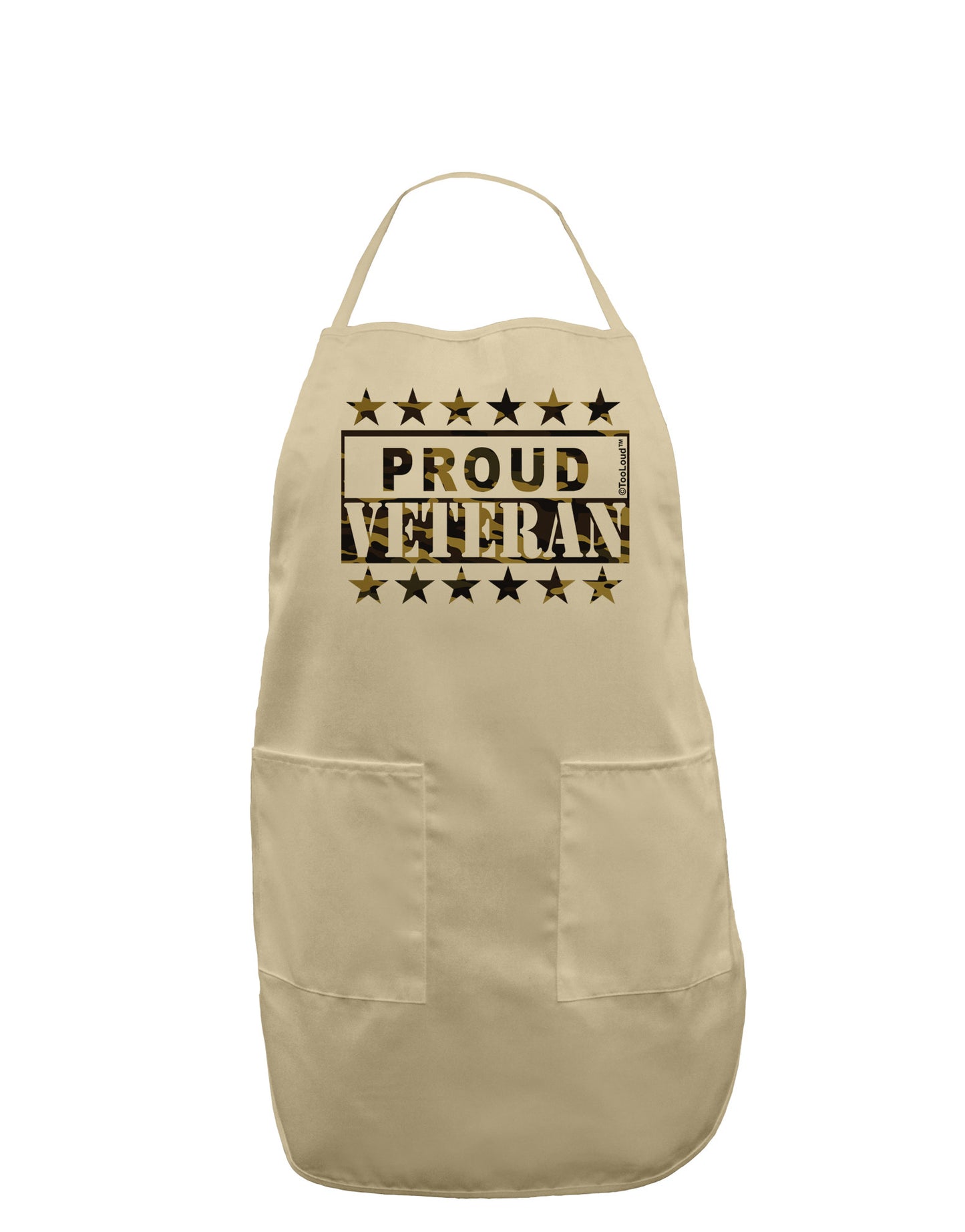 Proud Veteran Camo Adult Apron-Bib Apron-TooLoud-Stone-One-Size-Davson Sales